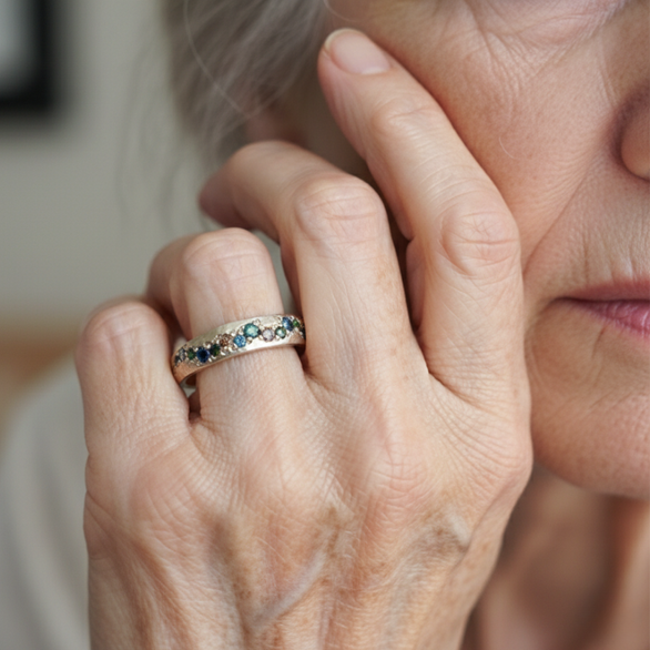 Vintage guldring i farver