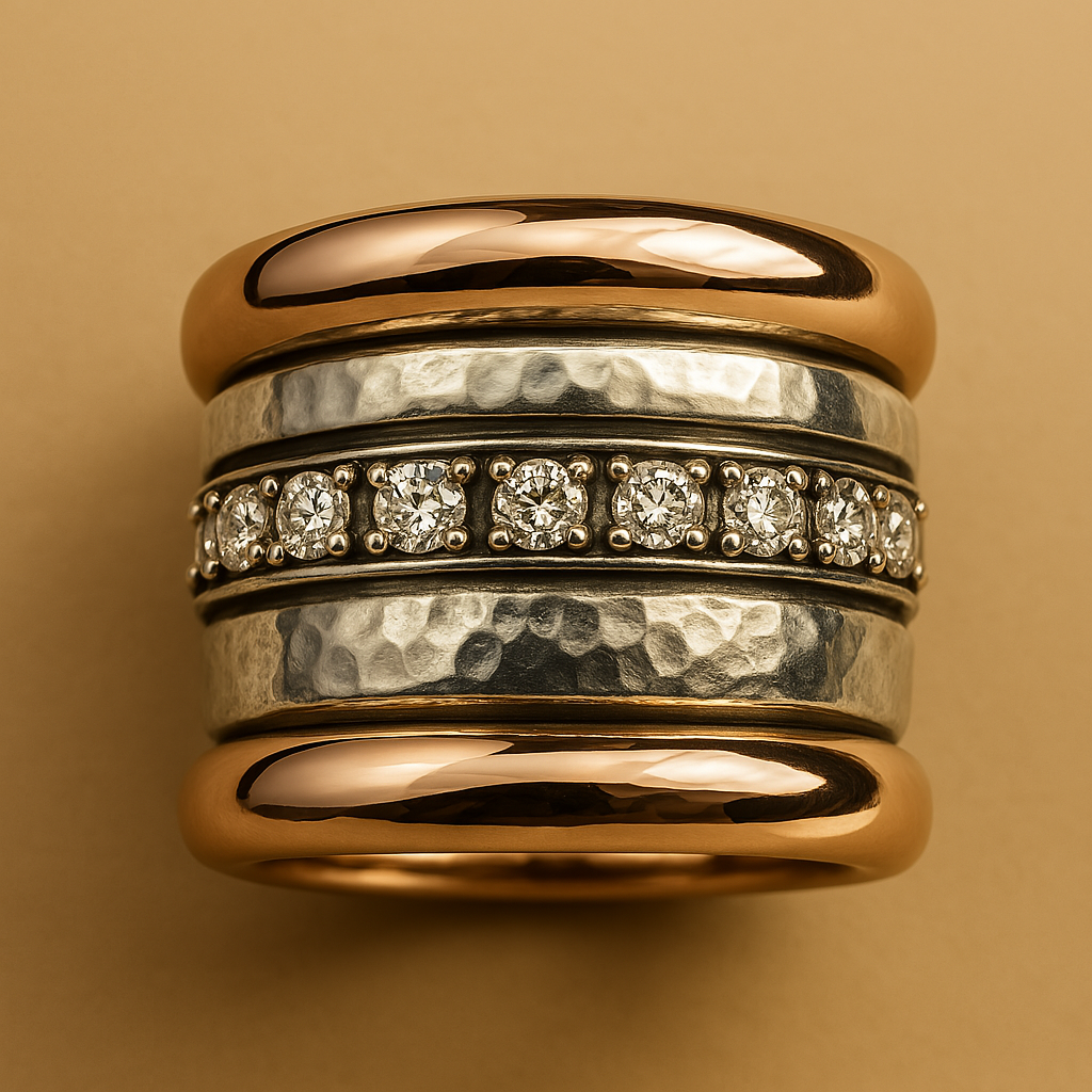 Vintage kraftig lagdelt guldring