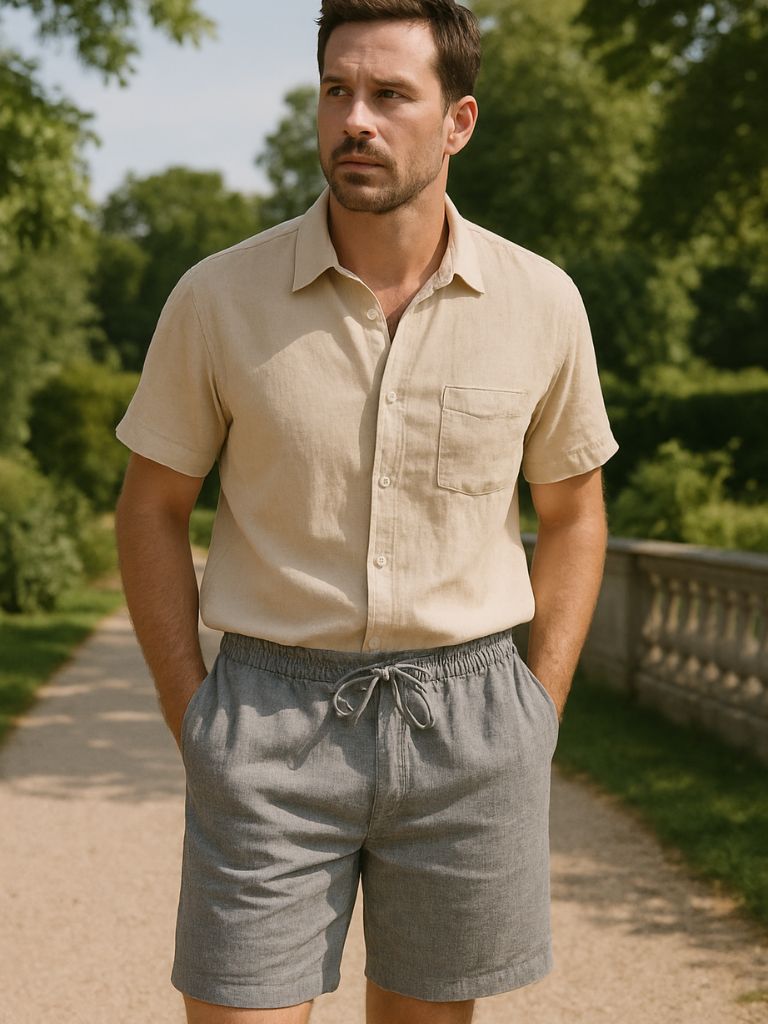Mikkel™ | Grå Hørshorts Mariner