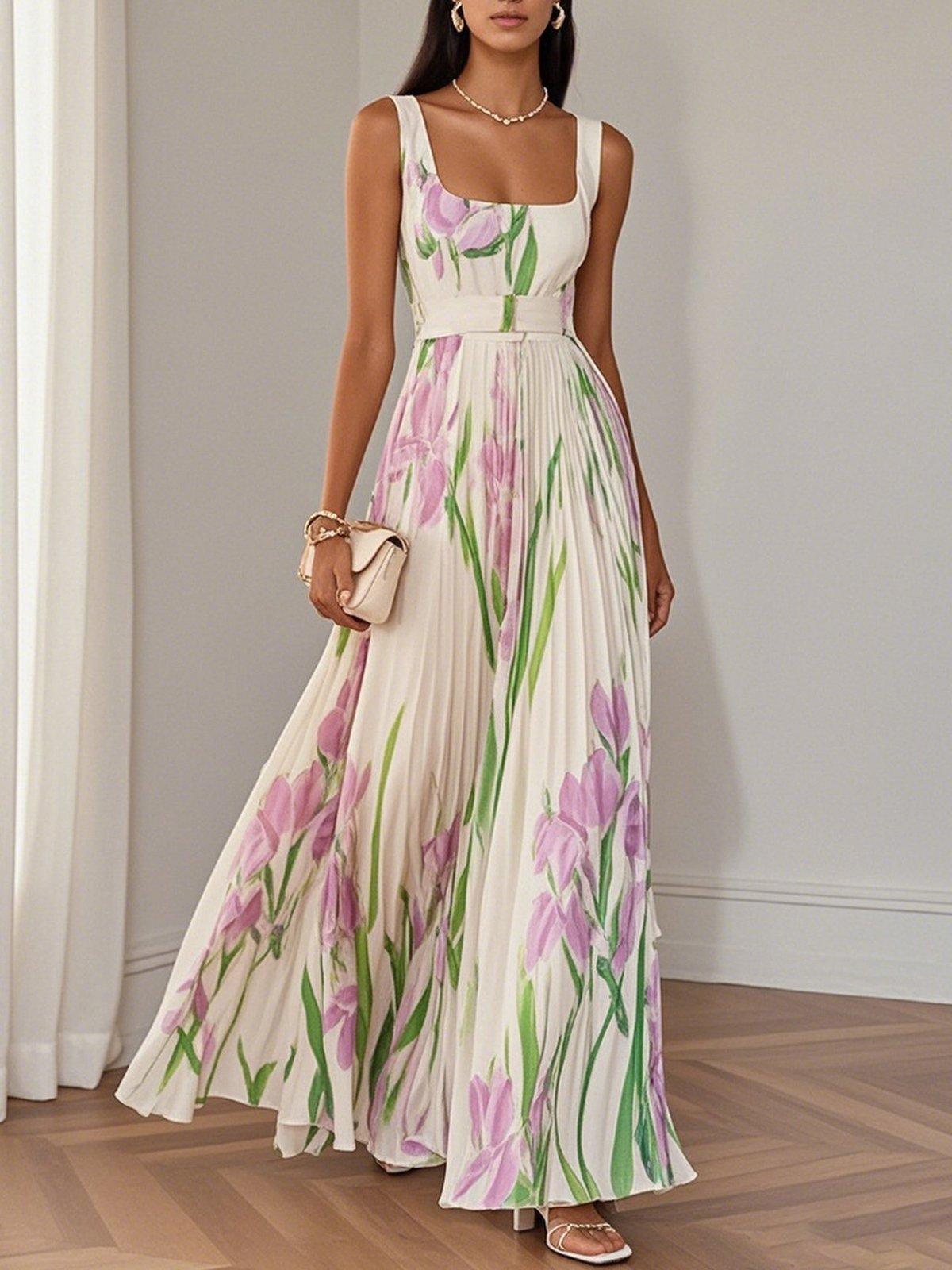 Yara™ - Maxikjole i plisseret chiffon