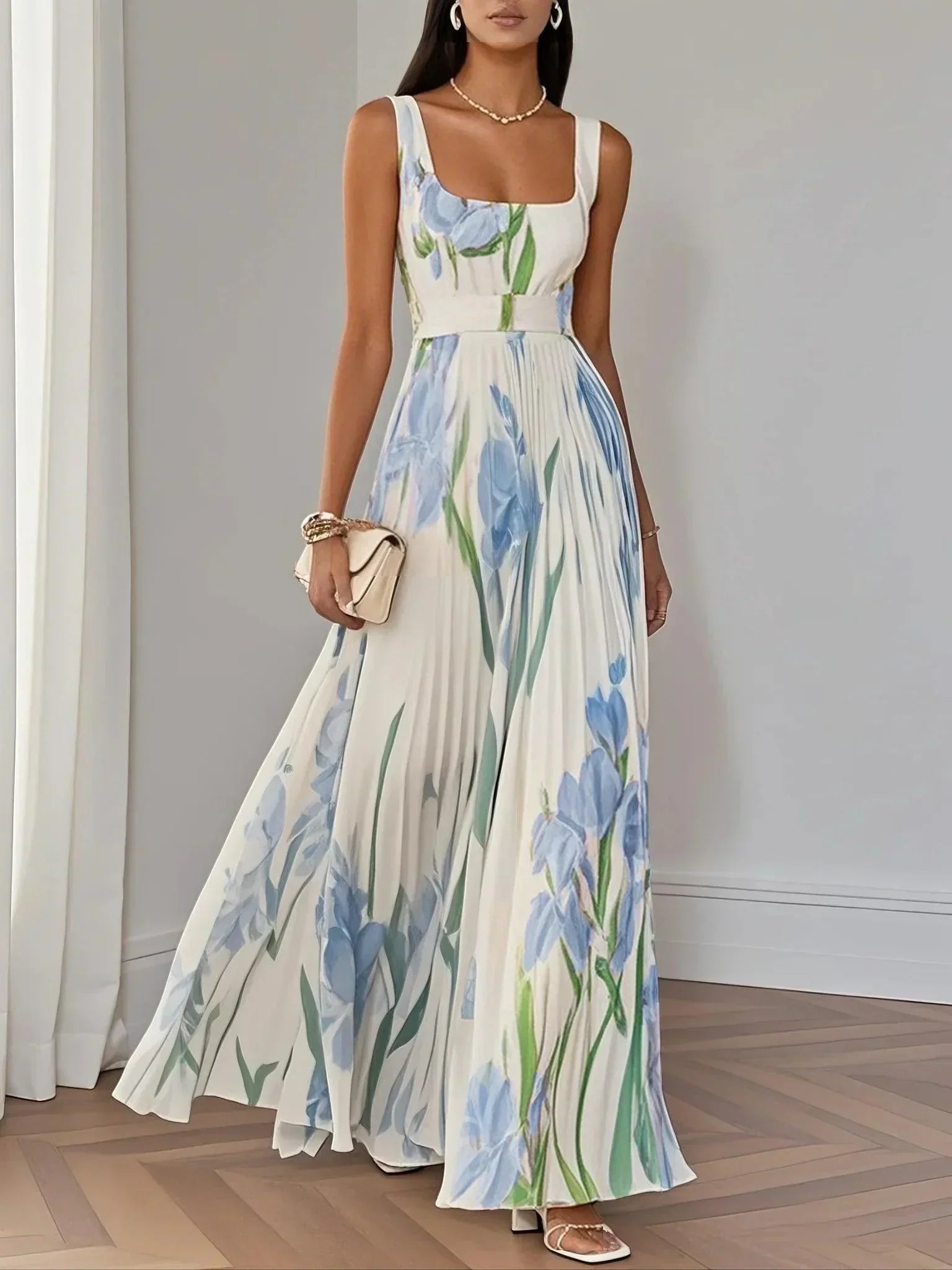 Yara™ - Maxikjole i plisseret chiffon
