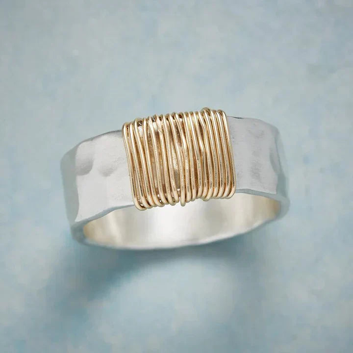 Vintage ring i guld og sølv