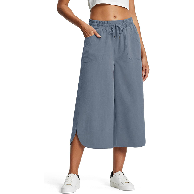 Livia højtaljede cropped bukser med elastisk talje