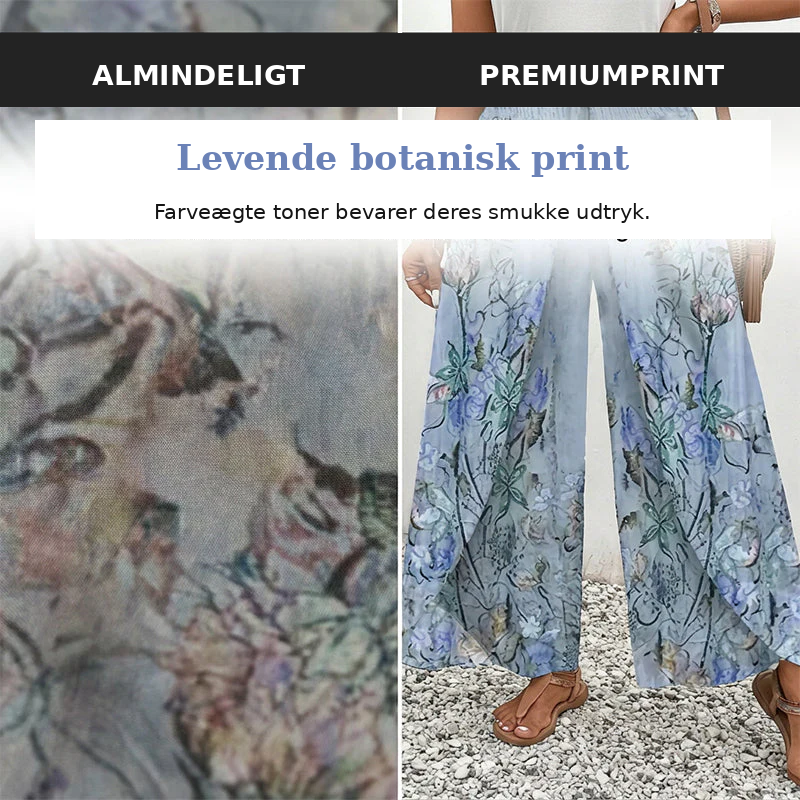 Freja | Luftige bukser med blomsterprint og vide ben