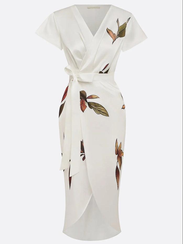 Elin™ - Elegant slå-om-kjole med blomsterprint