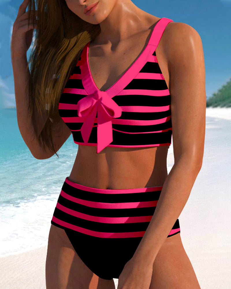 Lula – Højt skåret stribet bikini