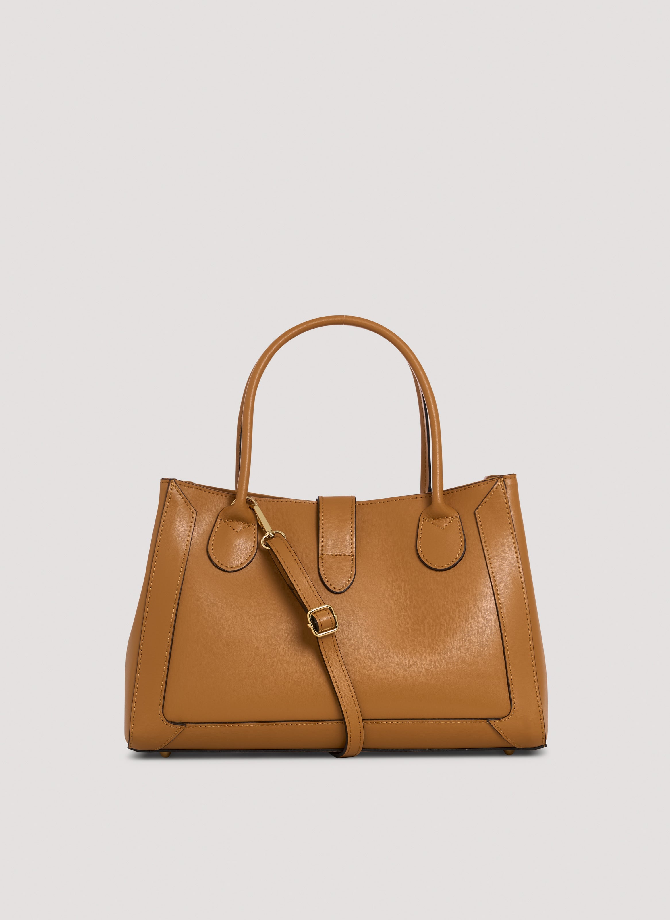 Chloe Media-taske i poleret læder – cognac