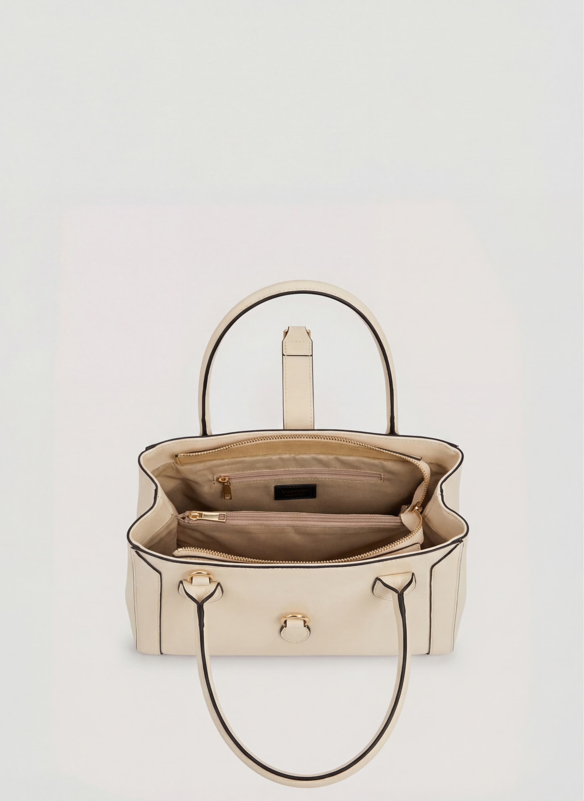 Chloe Media-taske i poleret læder – beige