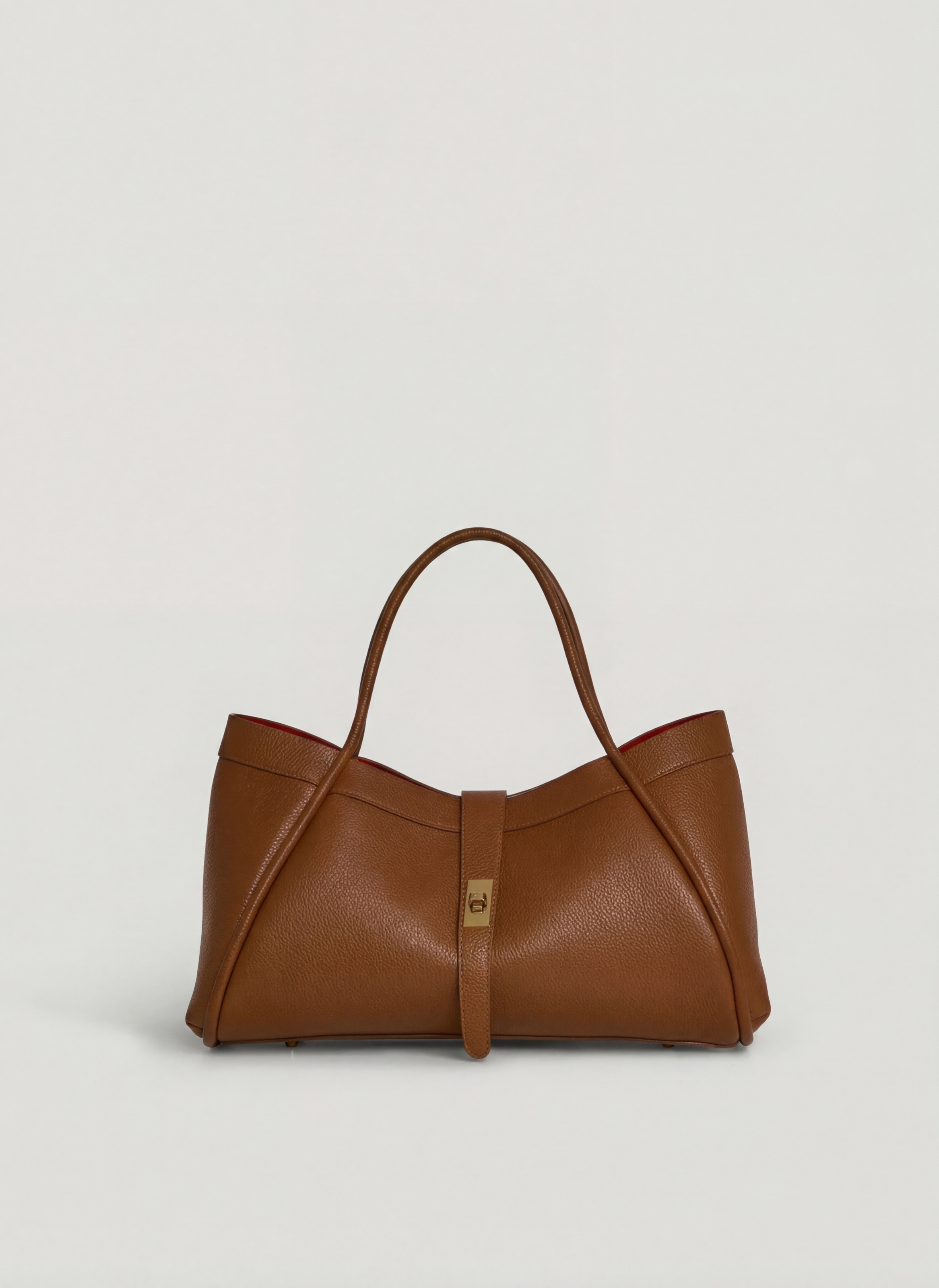 Mayfair Media-taske i Togo-kalveskind – cognac
