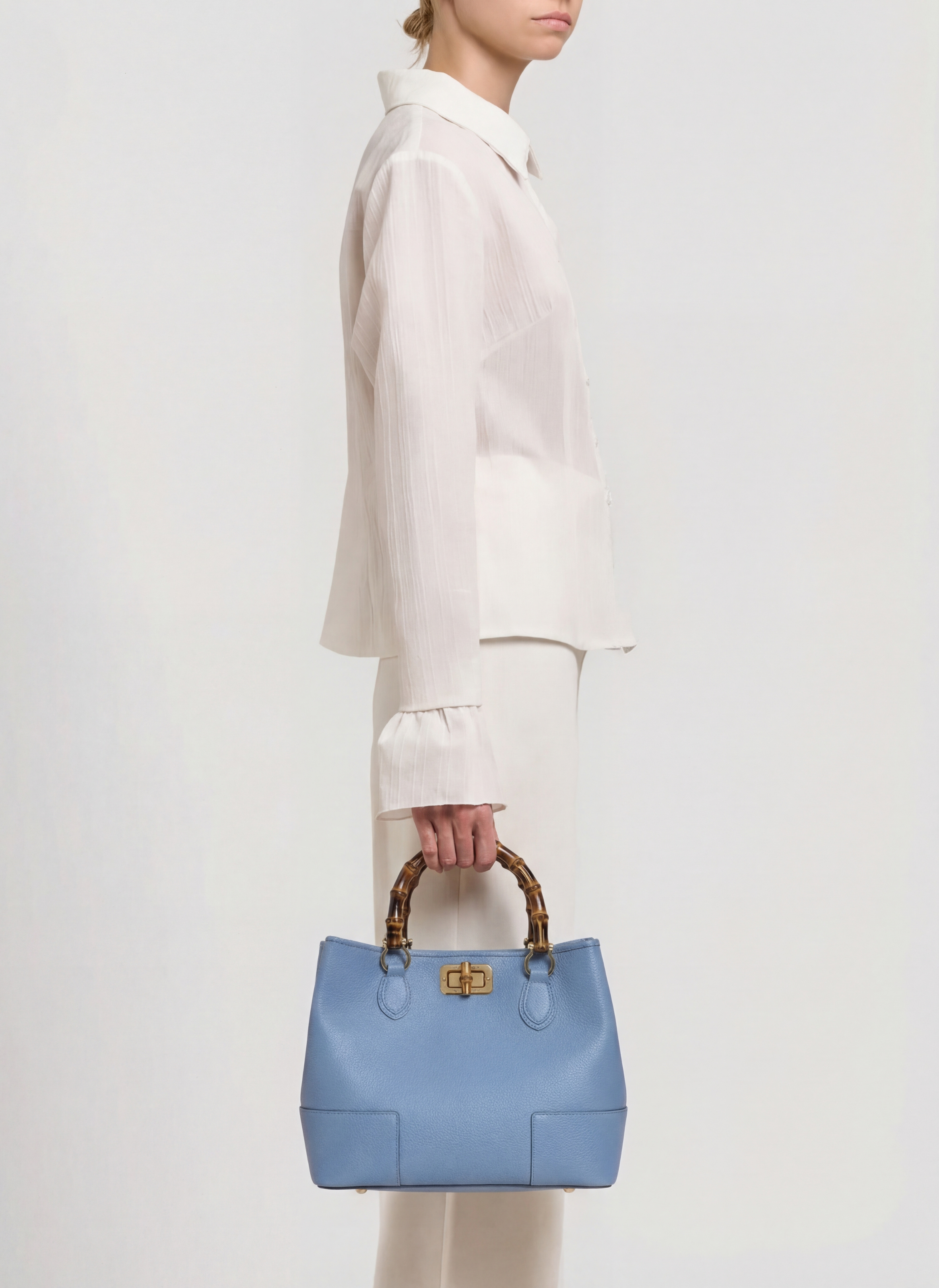 Bamboo Babe Media-taske i Dollaro-kalveskind – denim