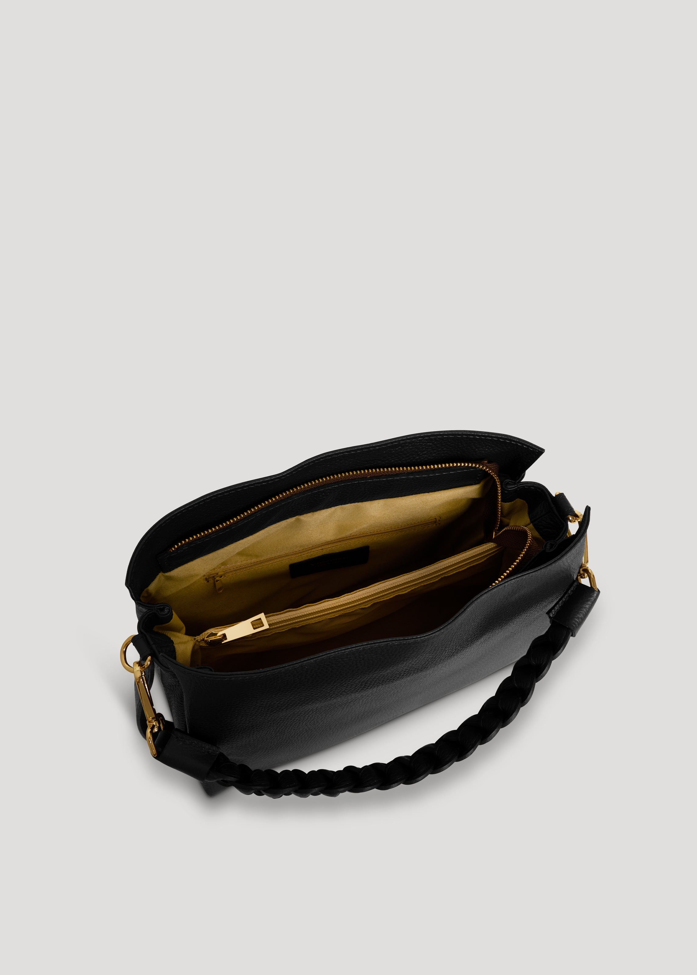 Braid-taske i Dollaro-kalveskind – sort