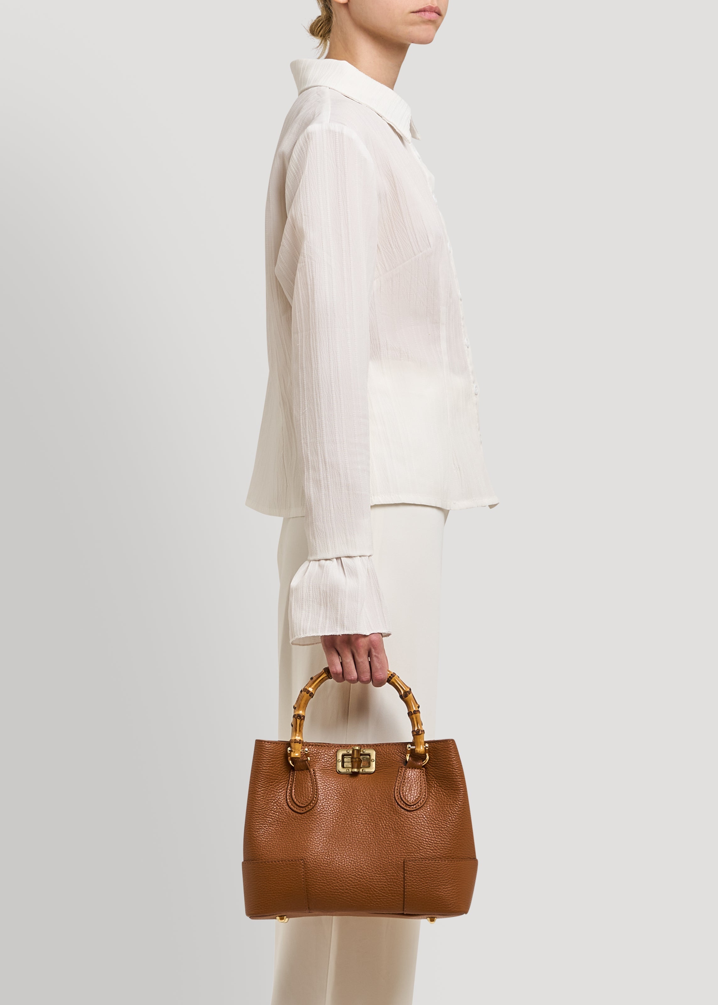 Bamboo Babe Media-taske i Dollaro-kalveskind – cognac