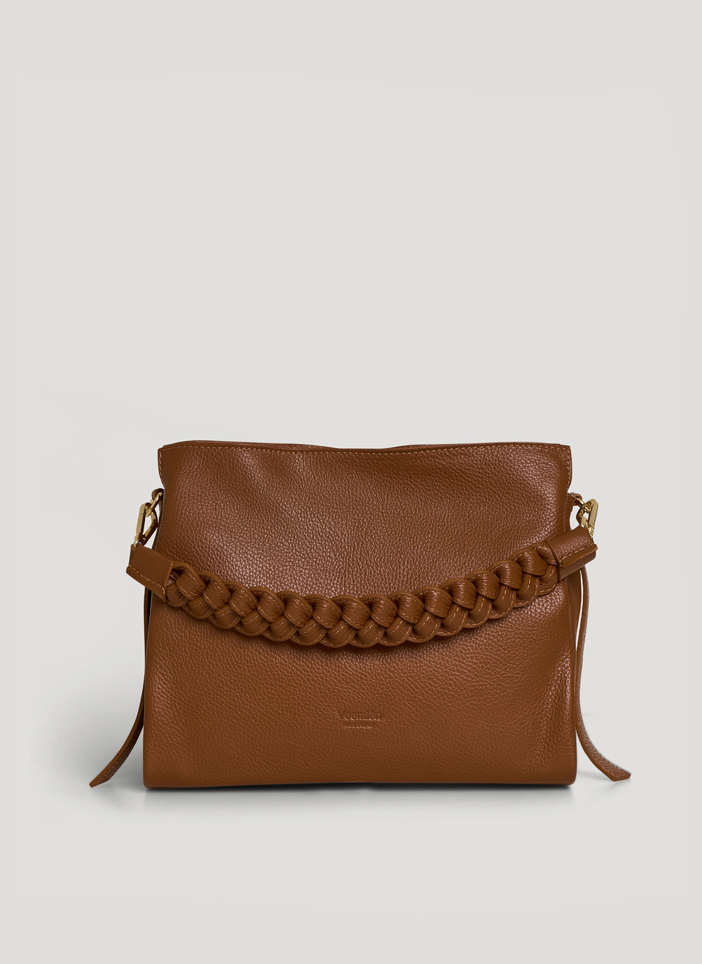 Braid-taske i Dollaro-kalveskind – cognac