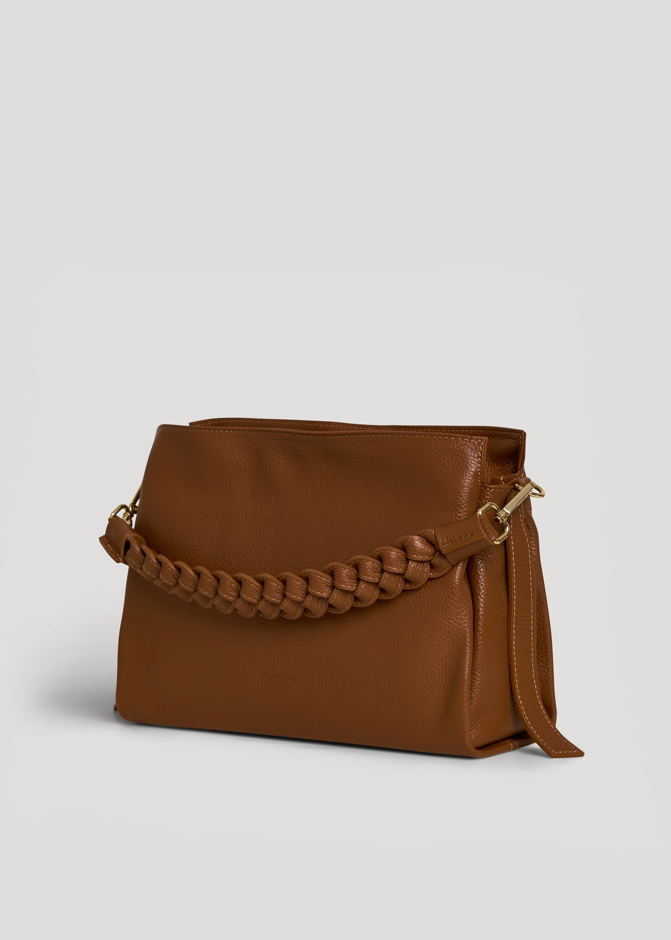 Braid-taske i Dollaro-kalveskind – cognac