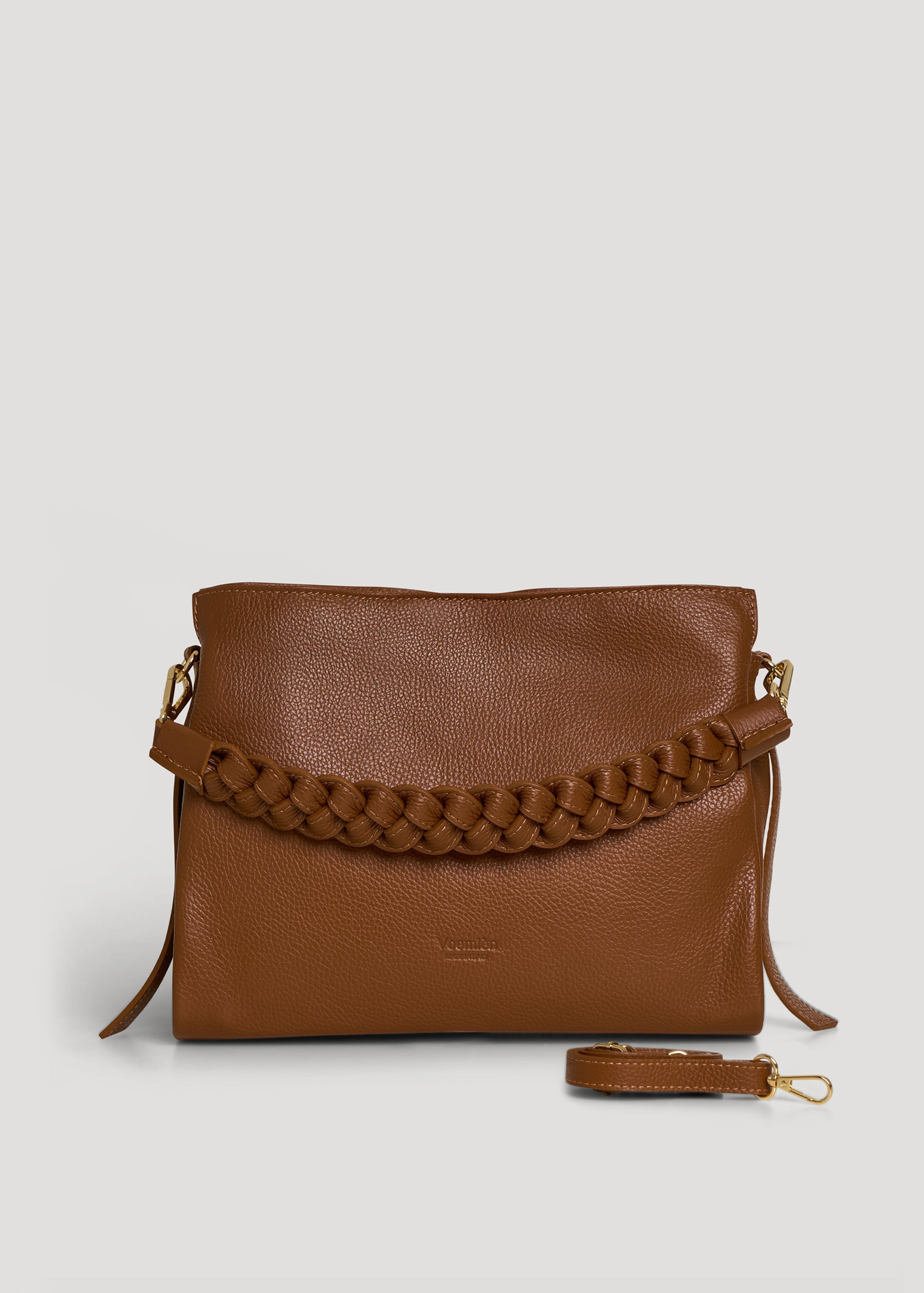 Braid-taske i Dollaro-kalveskind – cognac
