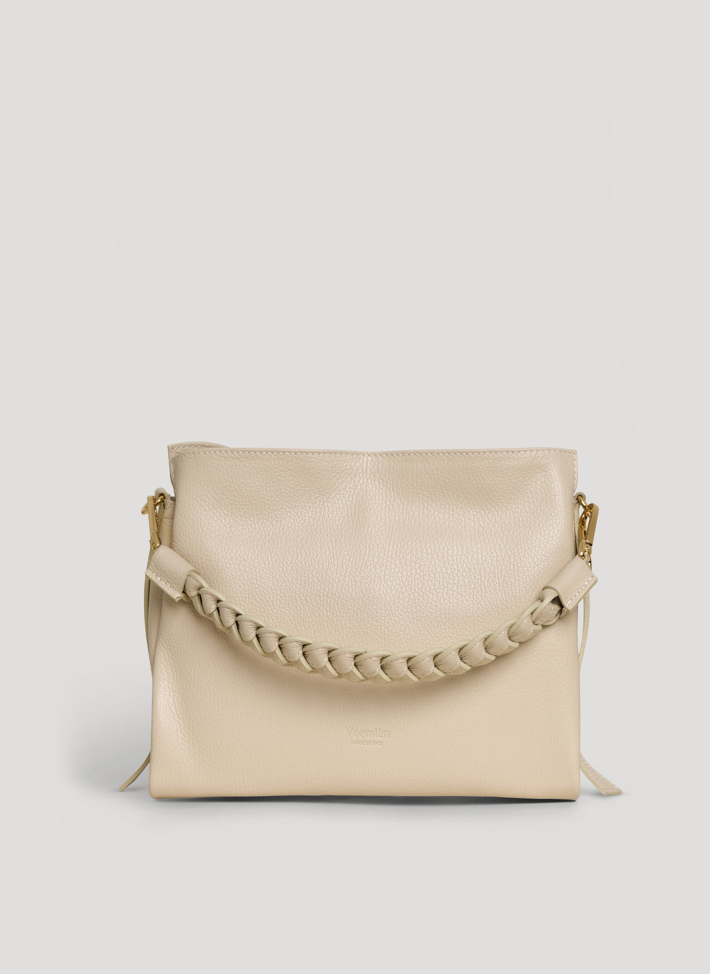 Braid-taske i Dollaro-kalveskind – beige