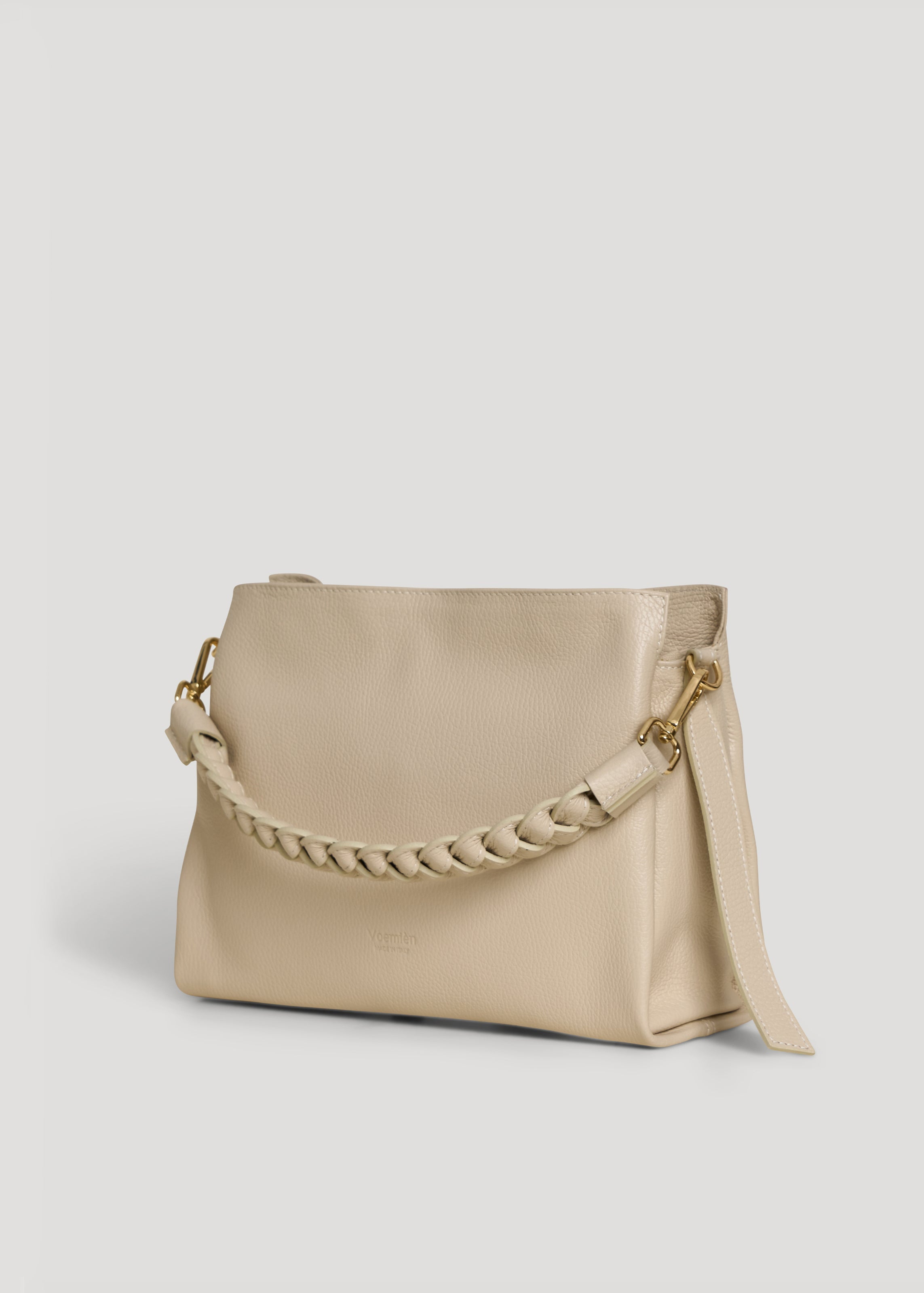 Braid-taske i Dollaro-kalveskind – beige