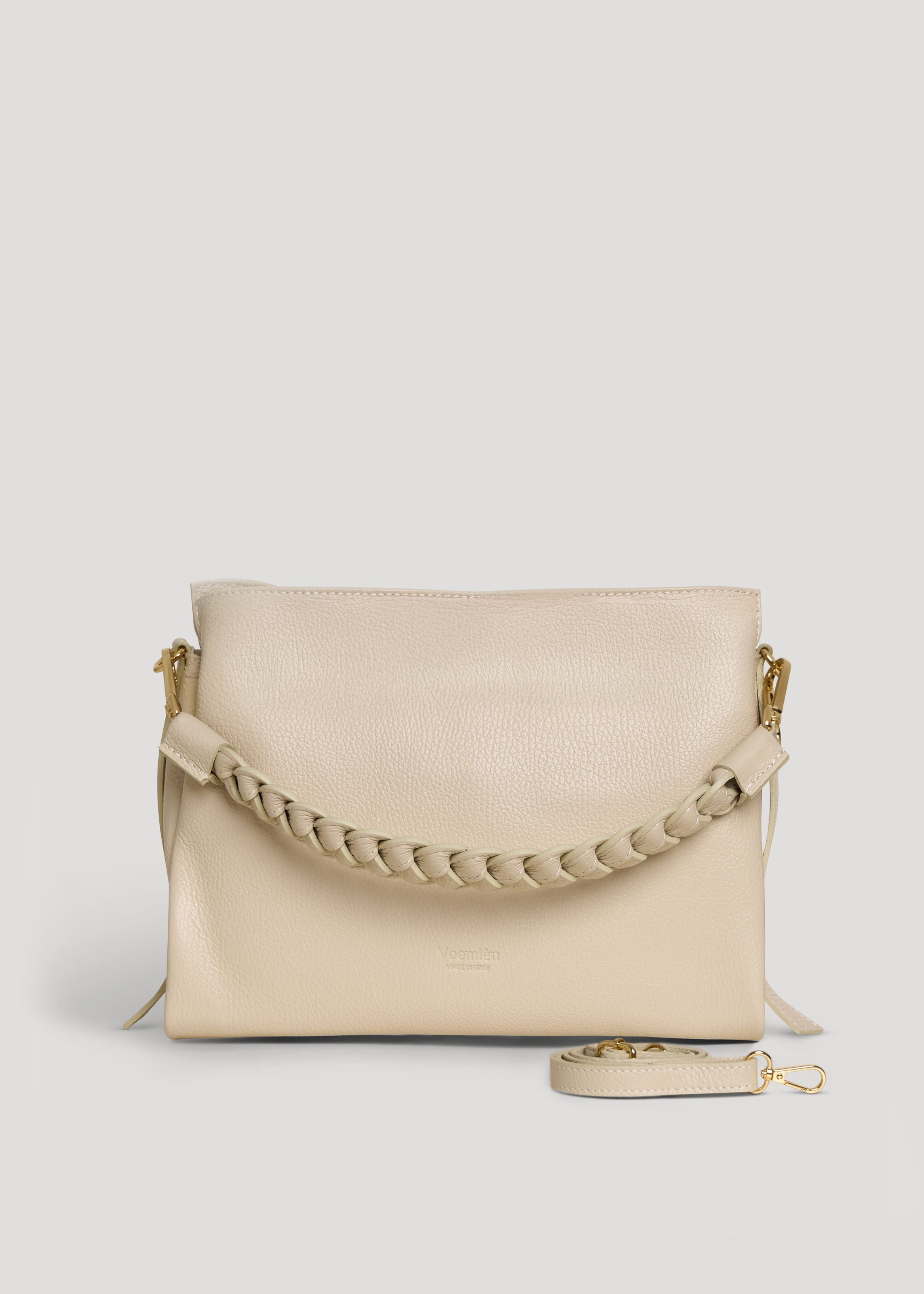 Braid-taske i Dollaro-kalveskind – beige