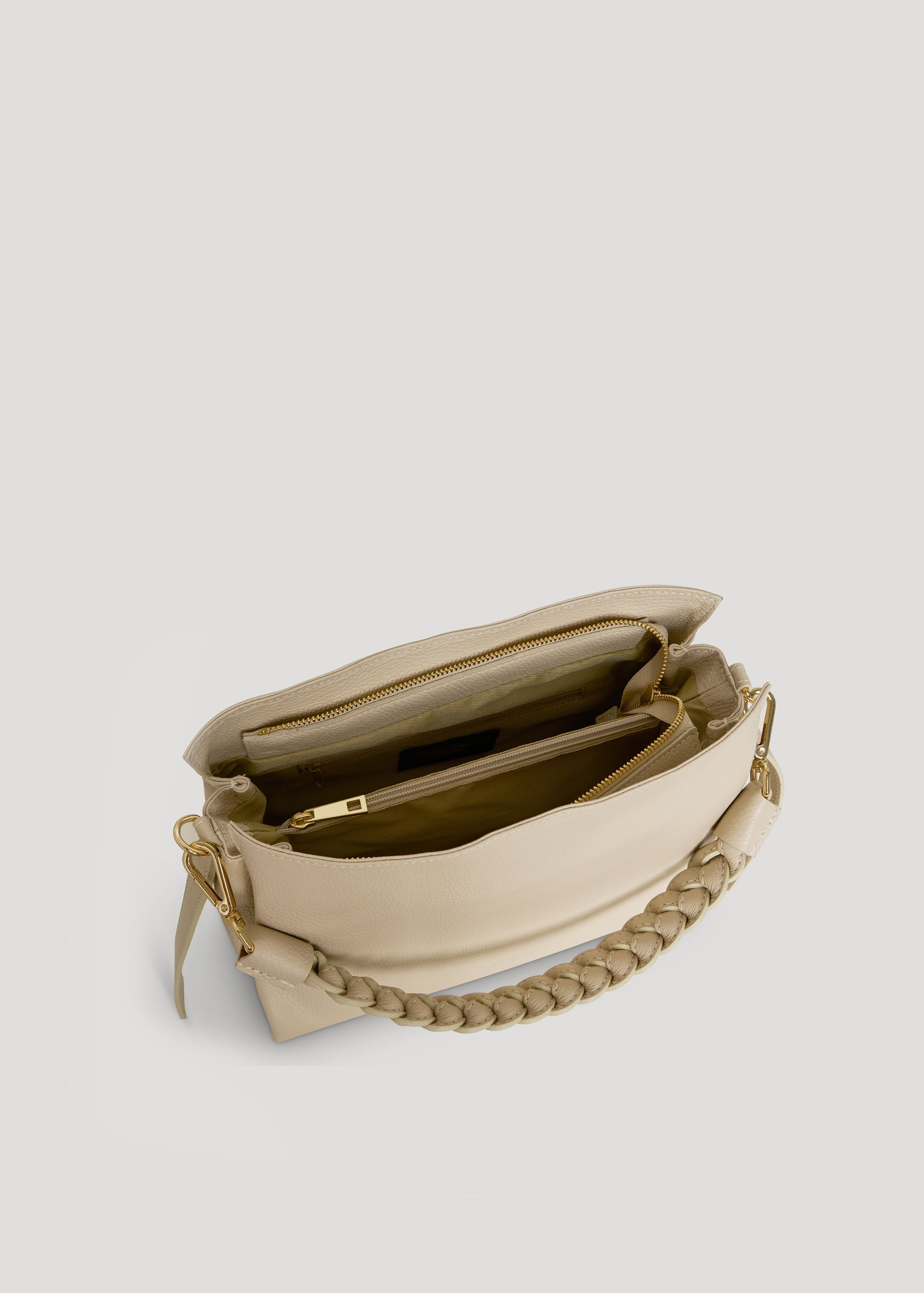 Braid-taske i Dollaro-kalveskind – beige