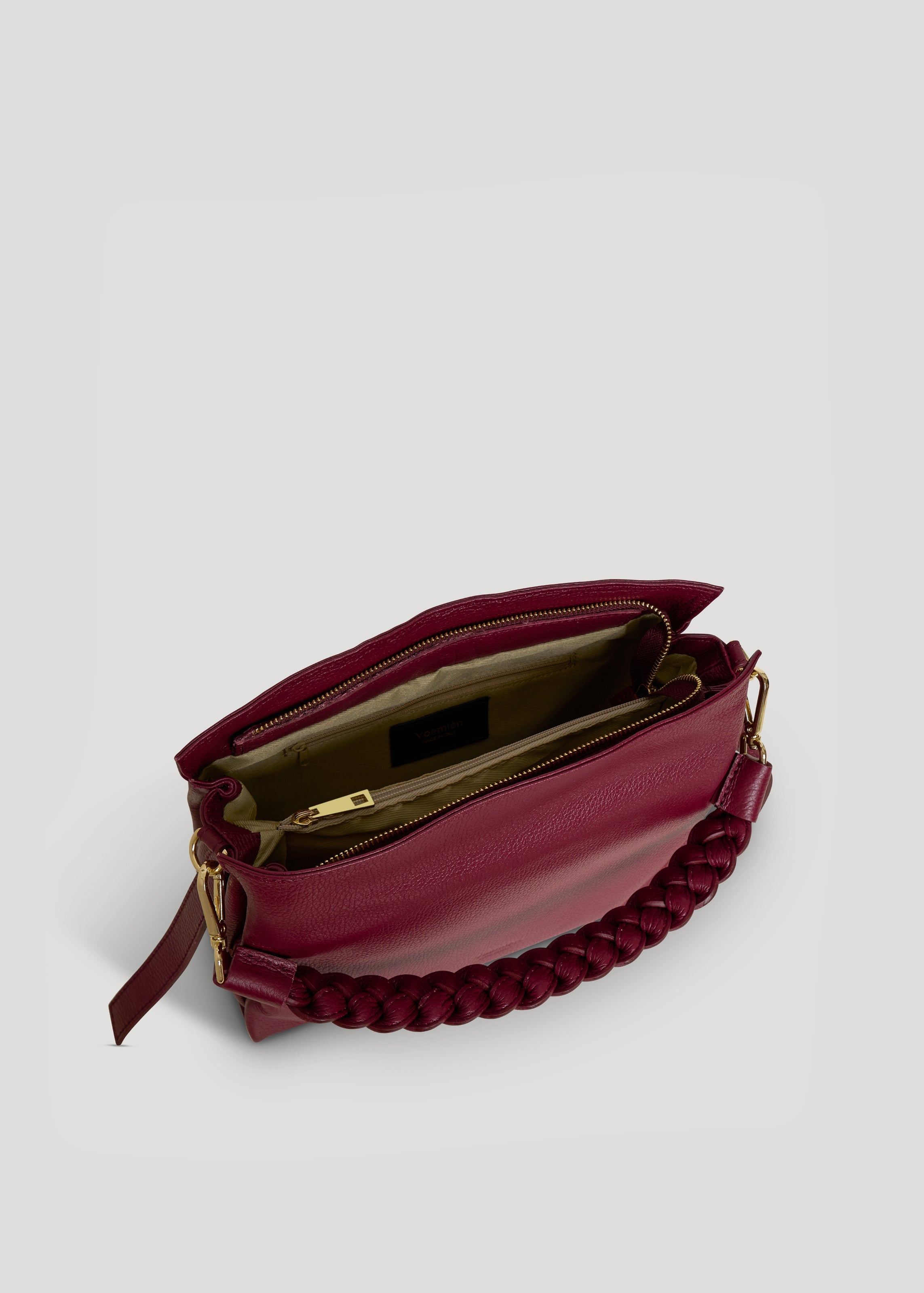 Braid-taske i Dollaro-kalveskind – bordeaux