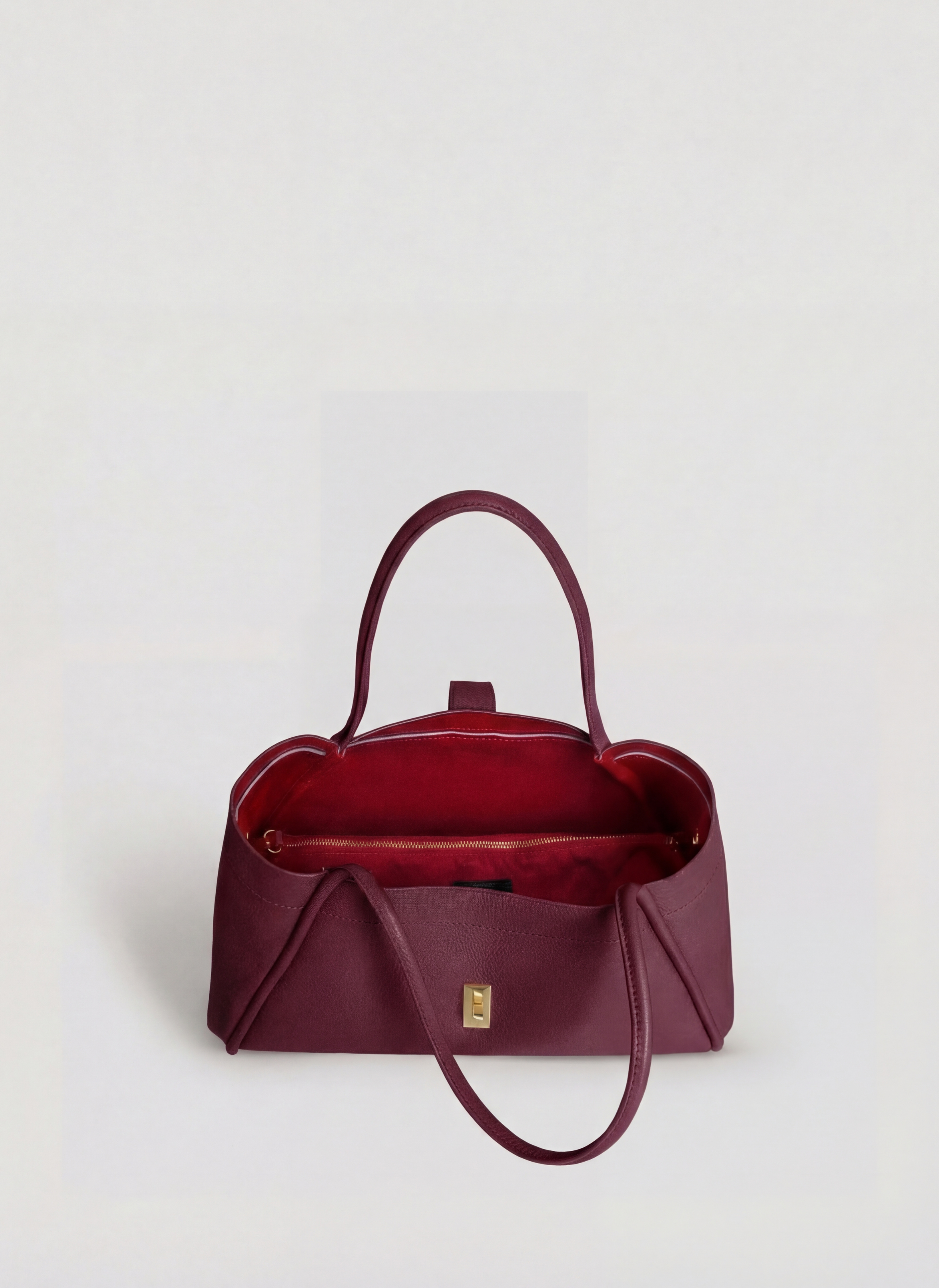 Mayfair Media-taske i Togo-kalveskind – bordeaux