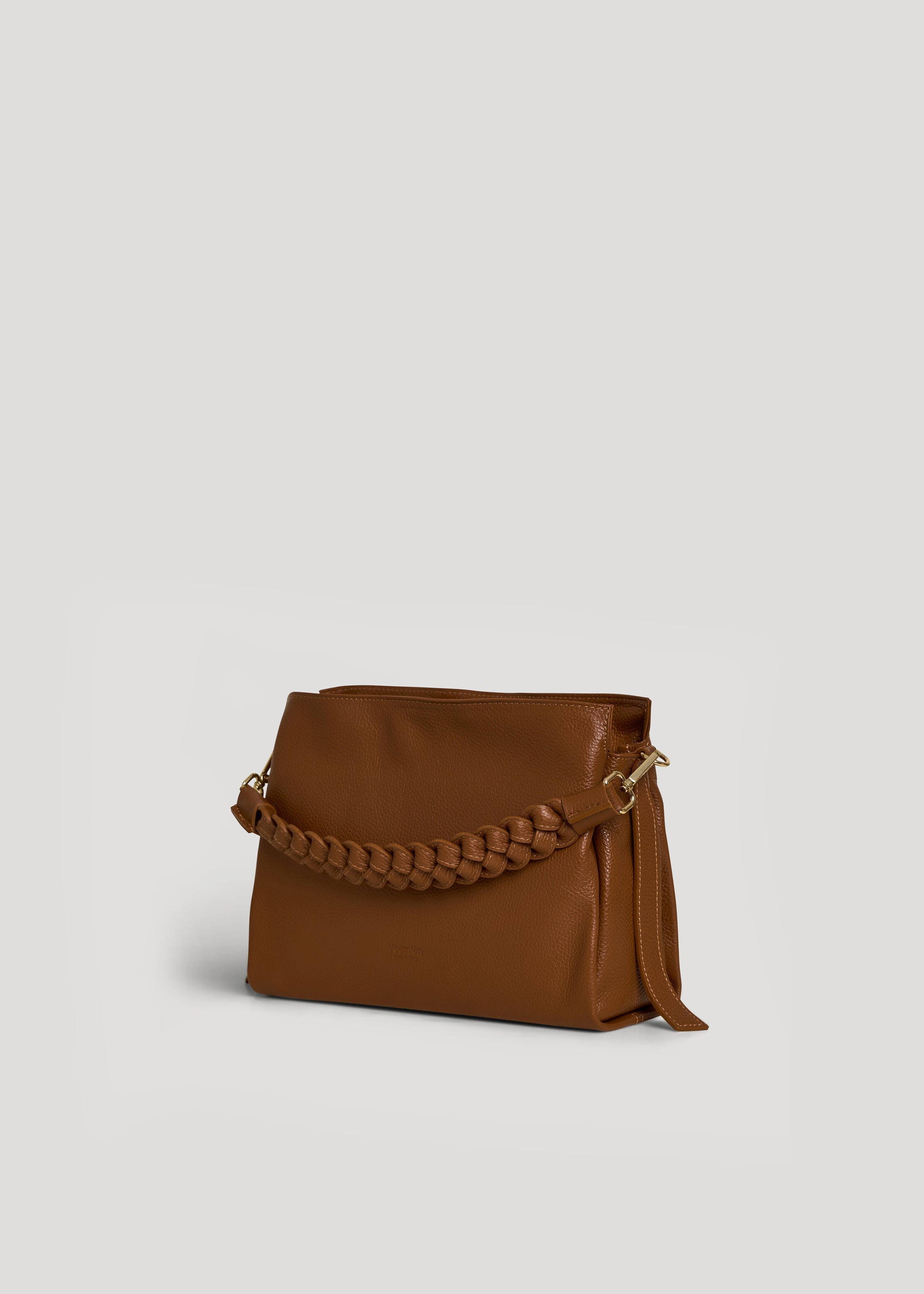 Braid Media-taske i Dollaro-kalveskind – cognac