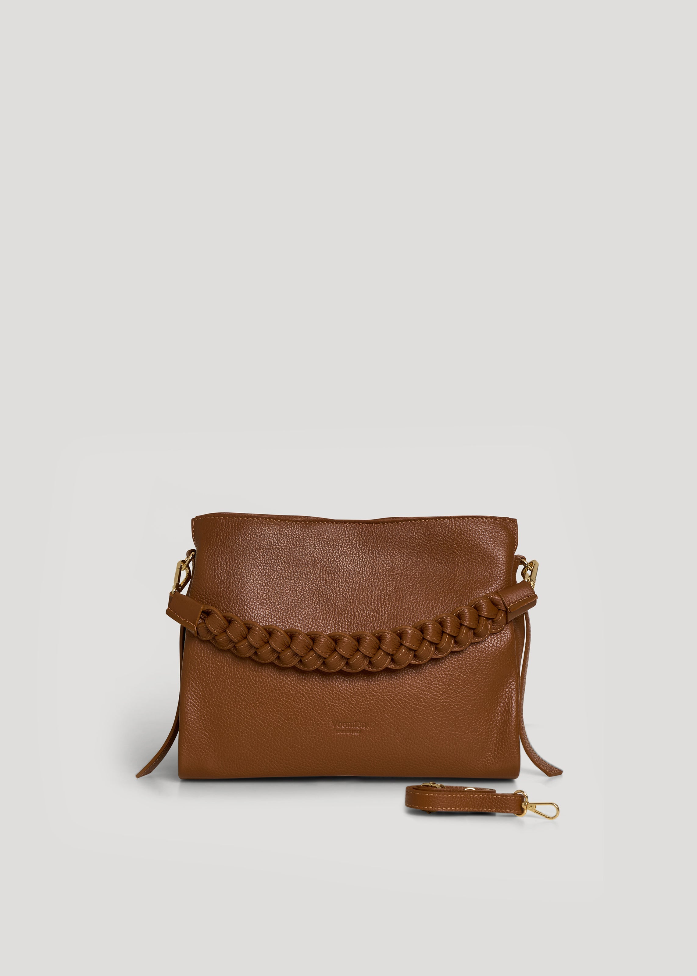 Braid Media-taske i Dollaro-kalveskind – cognac