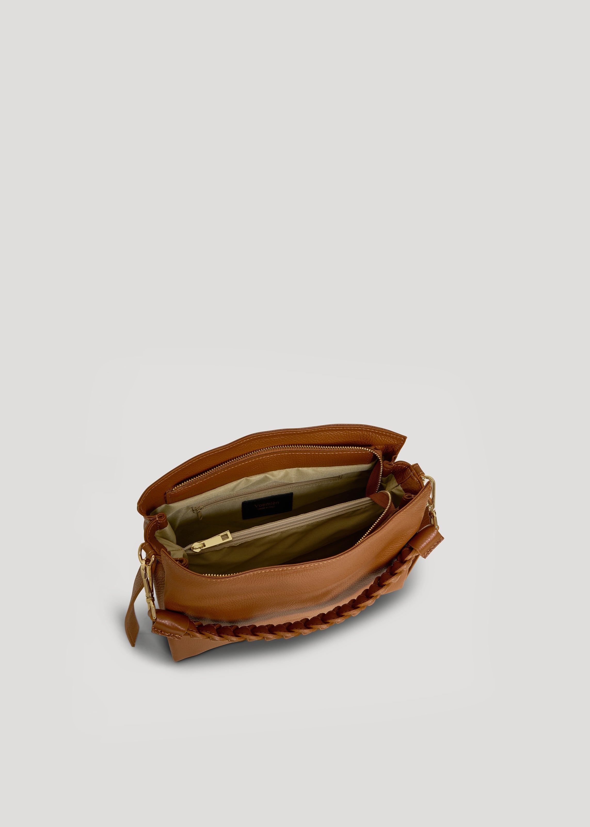 Braid Media-taske i Dollaro-kalveskind – cognac