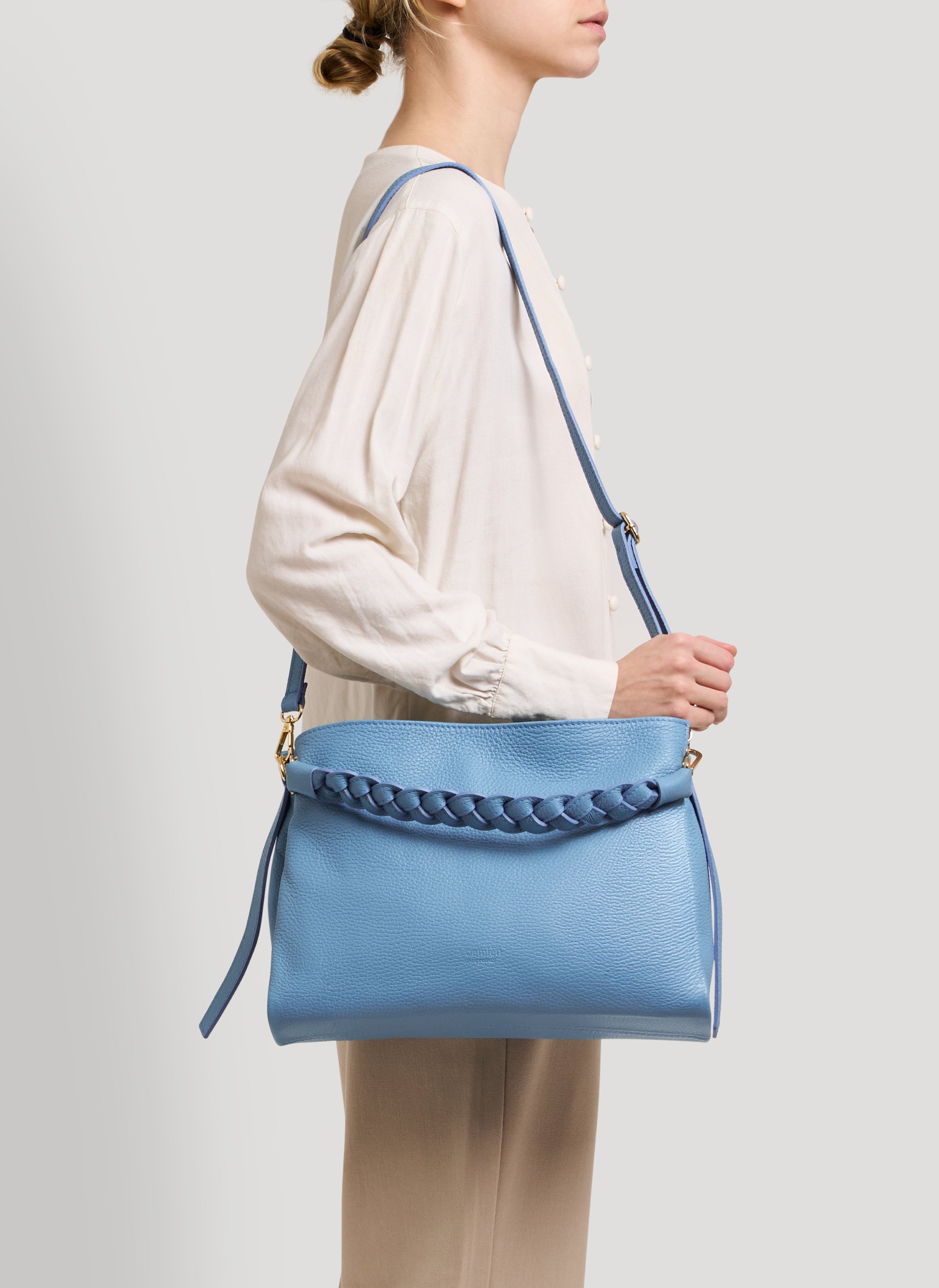 Braid-taske i Dollaro-kalveskind – denim