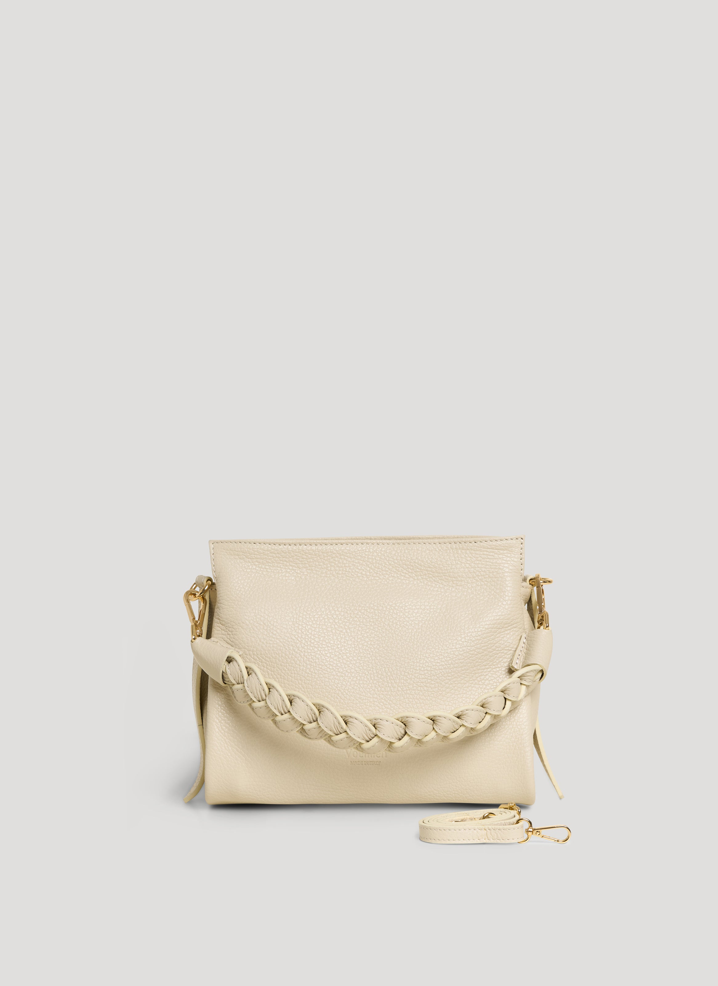 Braid Media-taske i Dollaro-kalveskind – beige