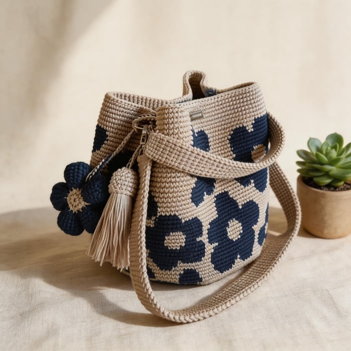 Fiorella | Hæklet blomstertaske