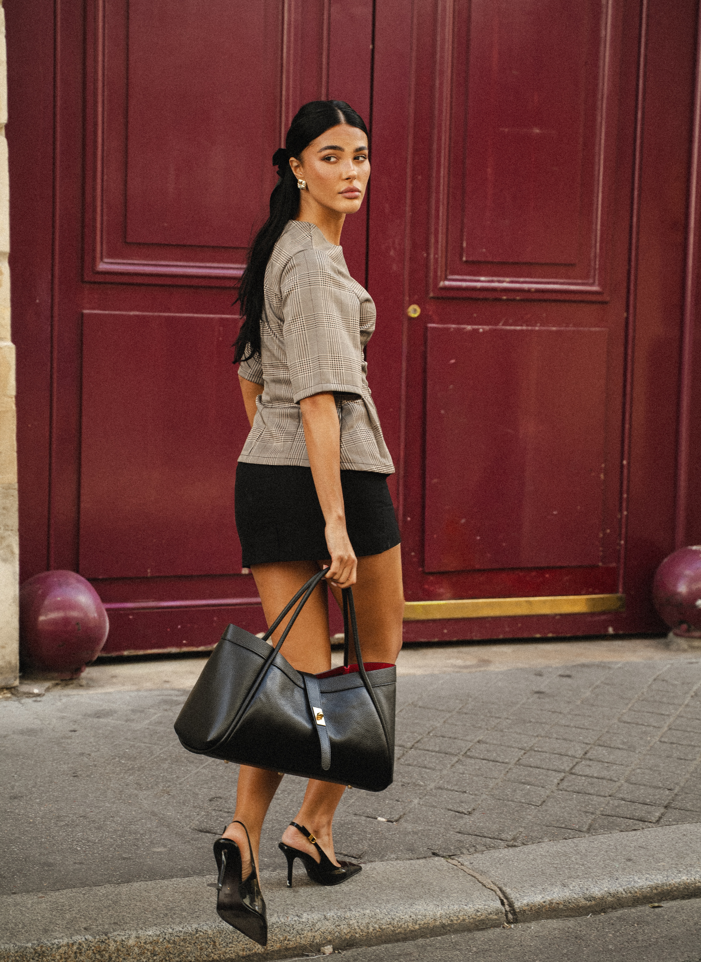 Mayfair-taske i Togo-kalveskind – sort