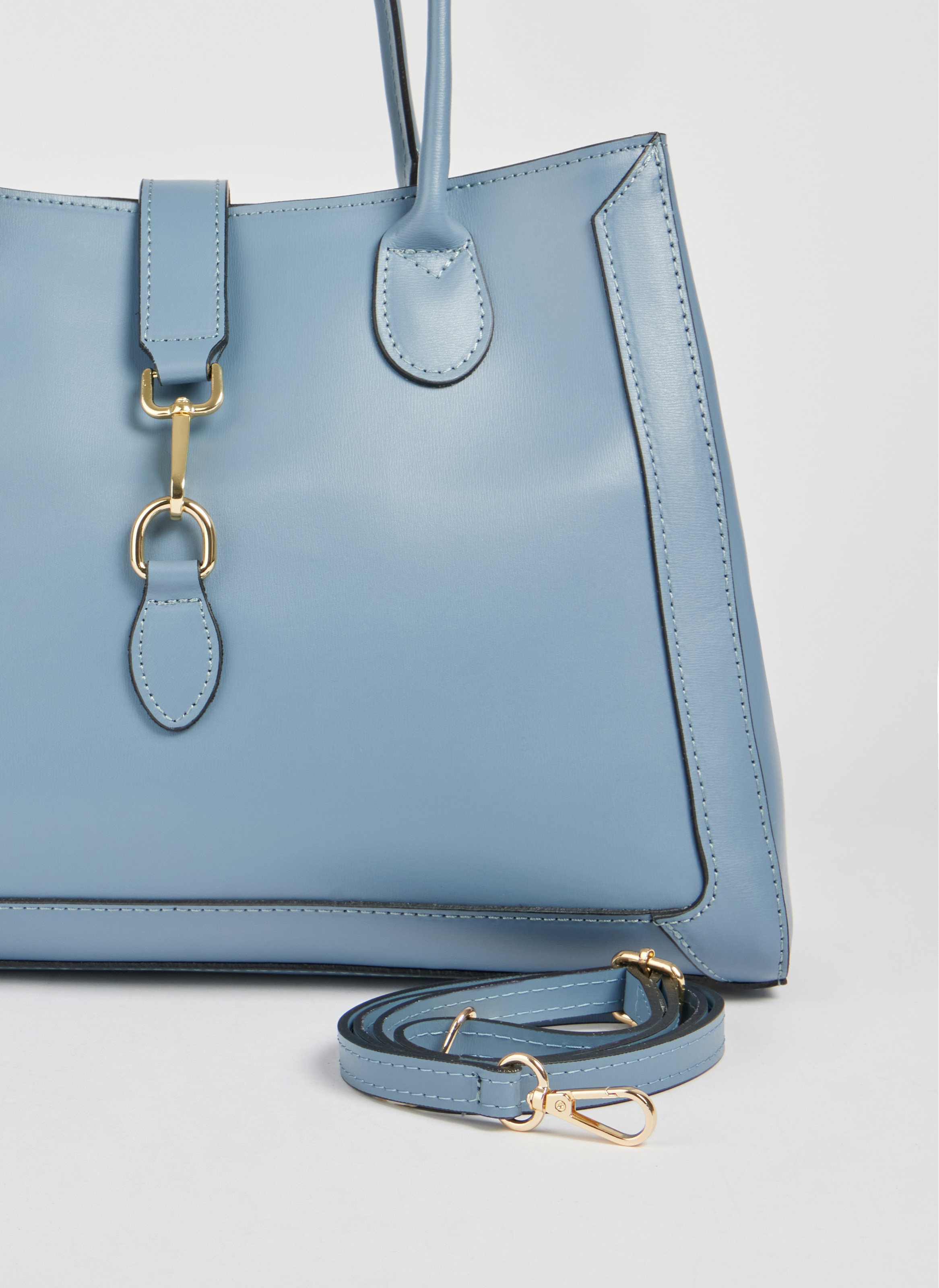Chloe-taske i poleret læder – denim