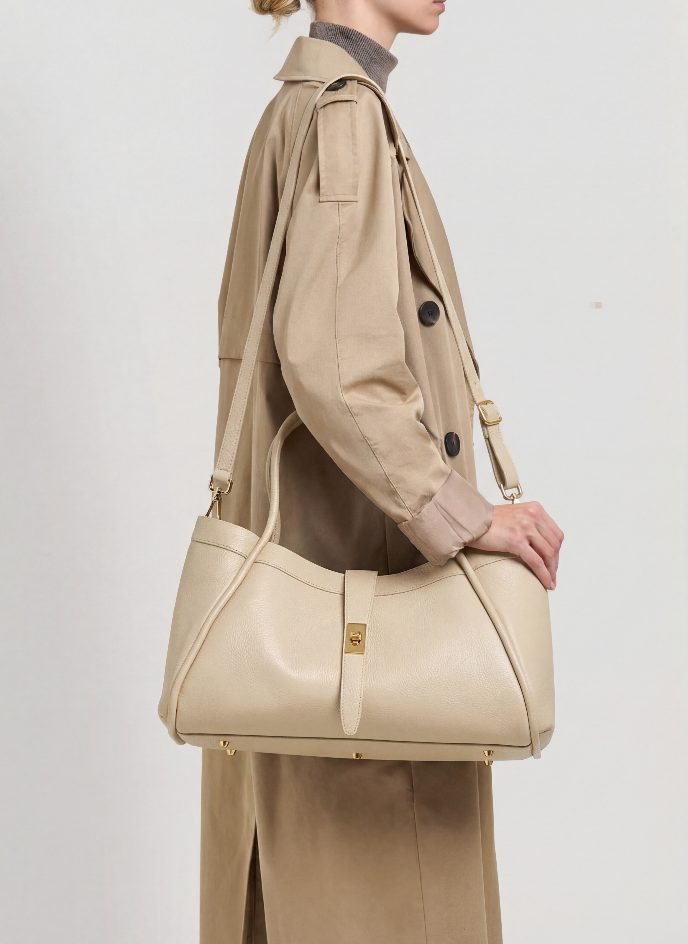 Mayfair-taske i Togo-kalveskind – beige