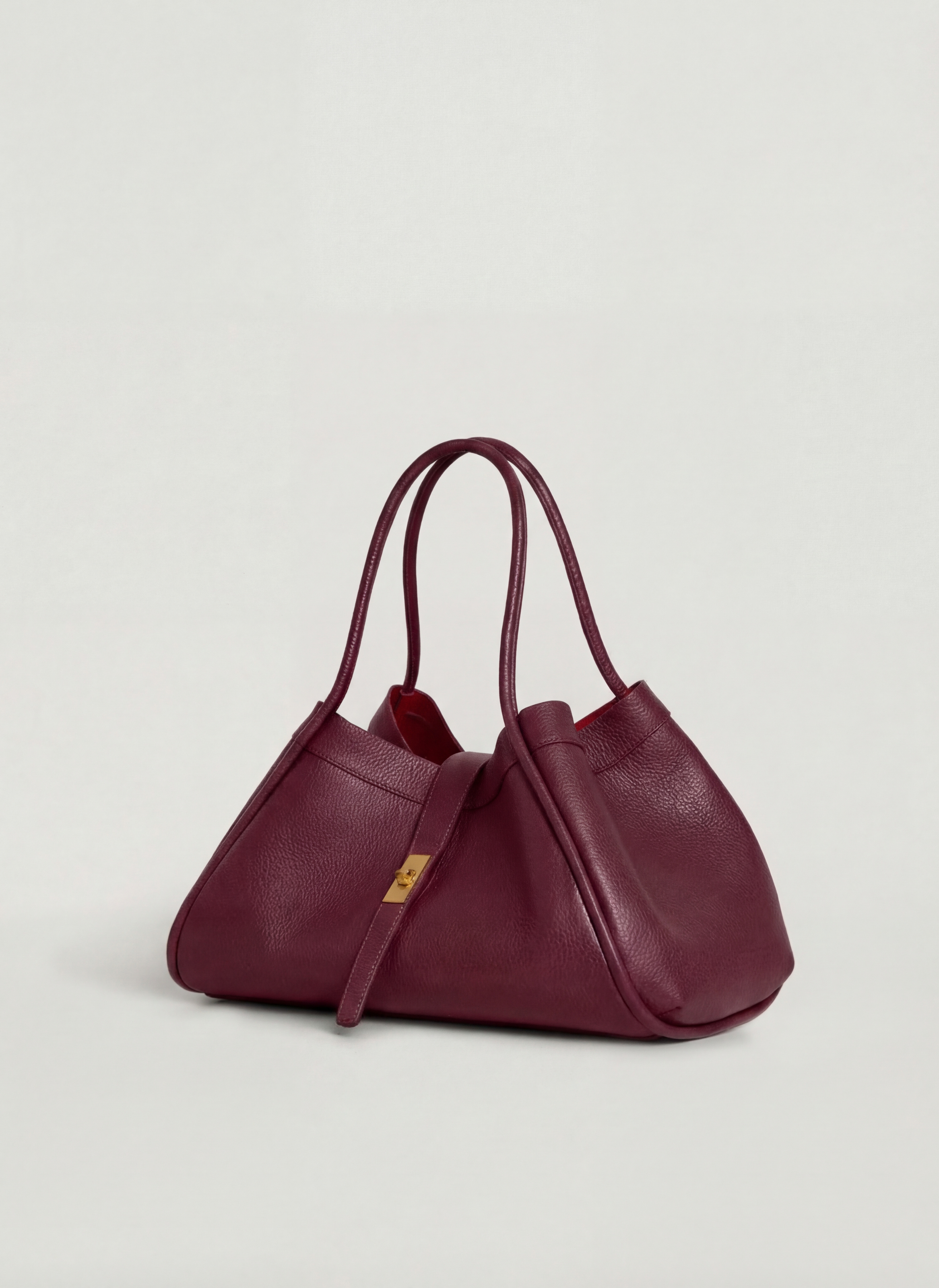 Mayfair Media-taske i Togo-kalveskind – bordeaux