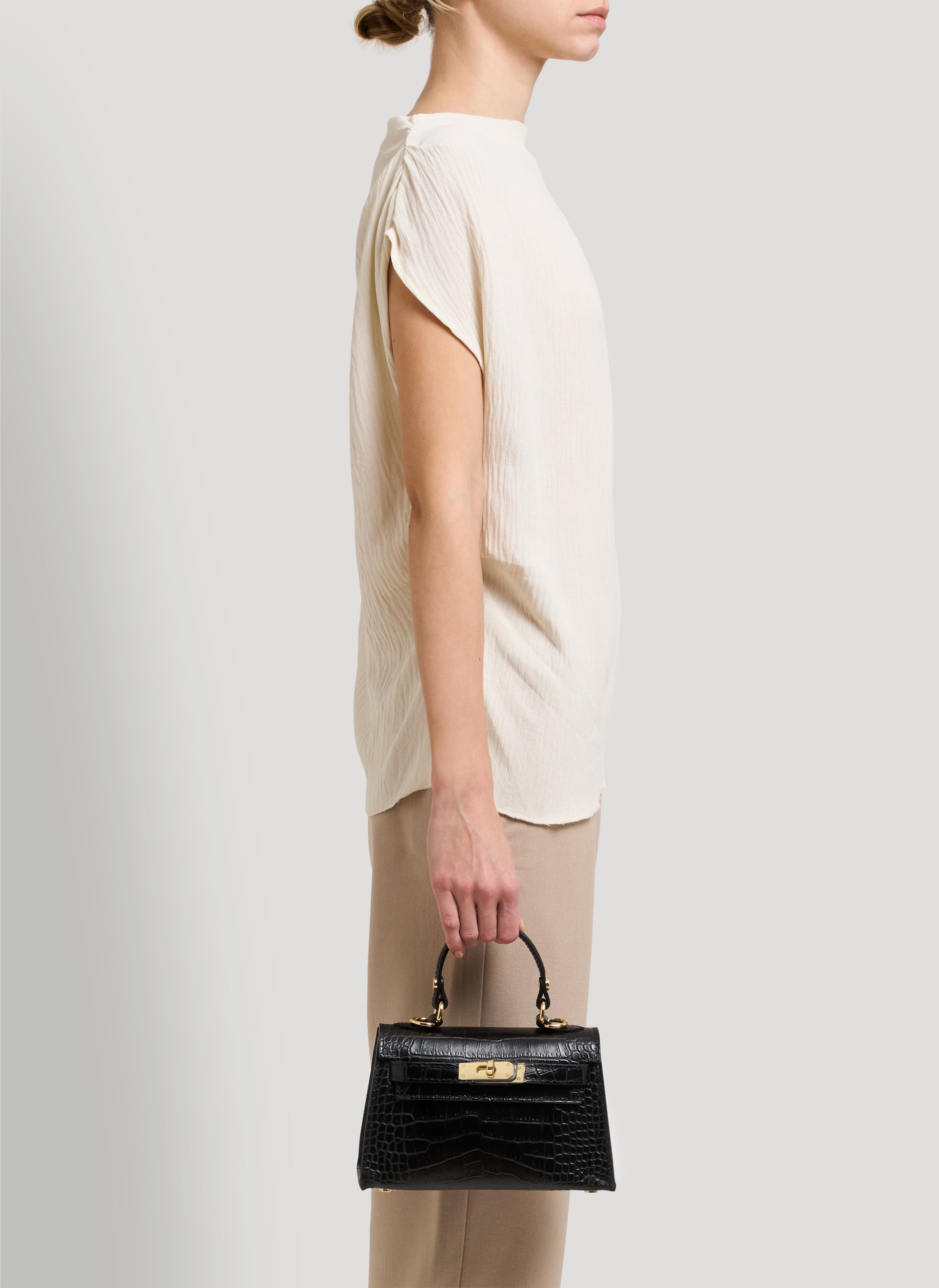 Victoria Limited Edition-taske i Coco-præget kalveskind – sort