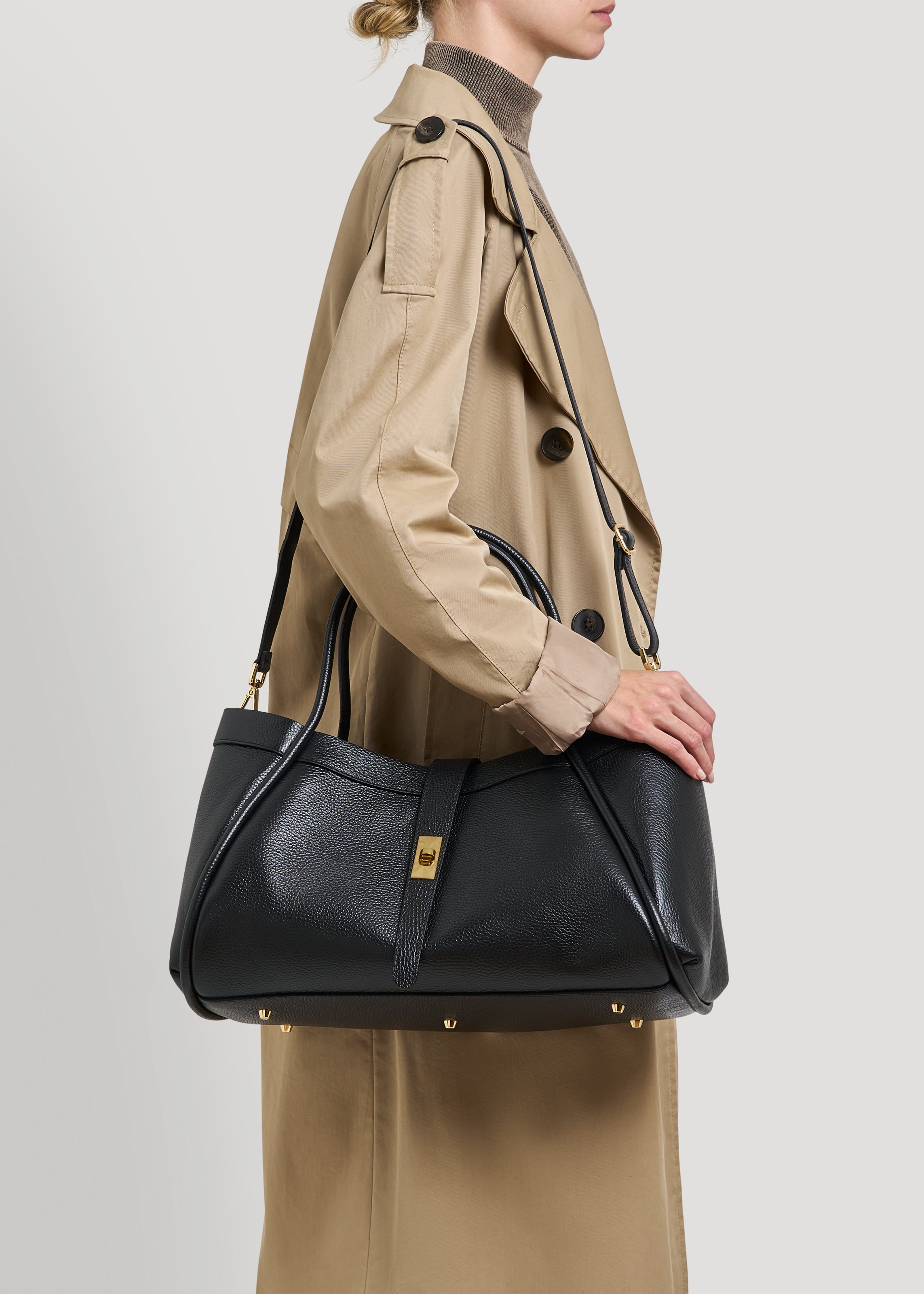 Mayfair-taske i Togo-kalveskind – sort