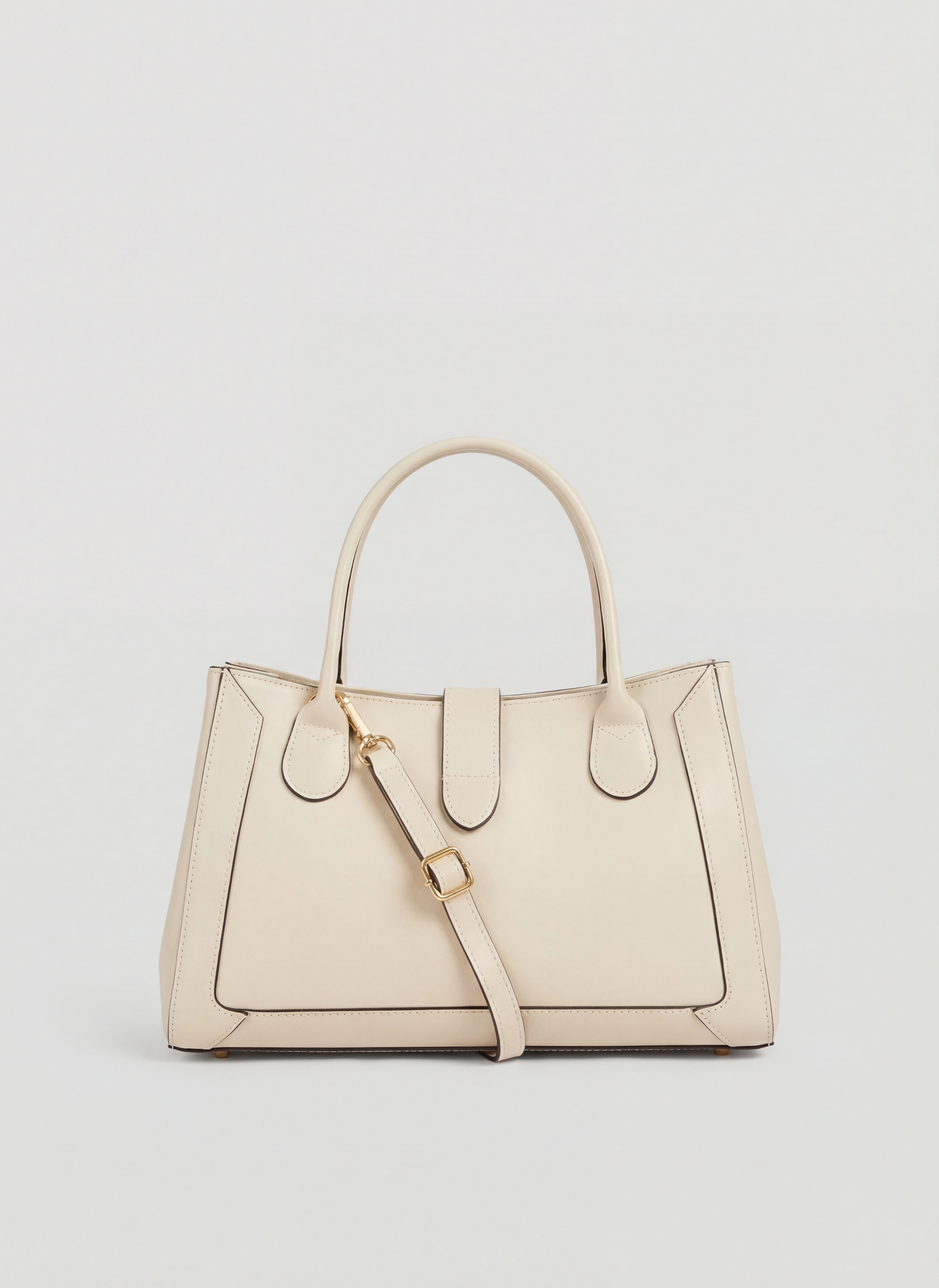 Chloe Media-taske i poleret læder – beige