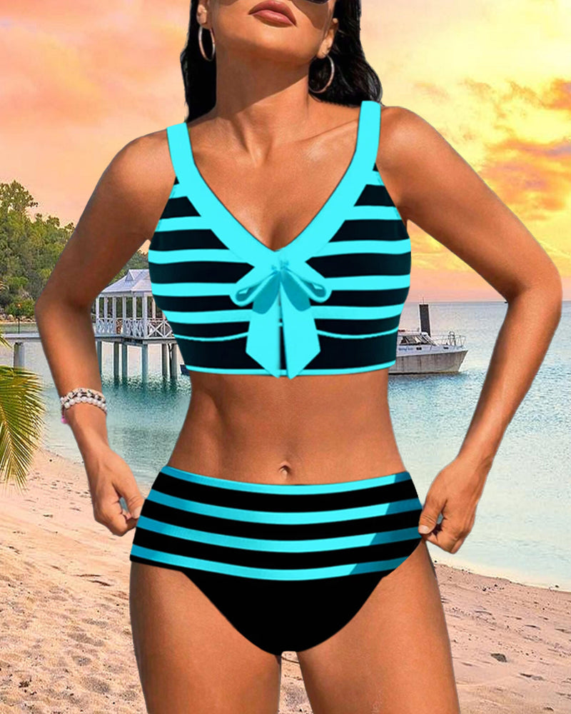 Lula – Højt skåret stribet bikini