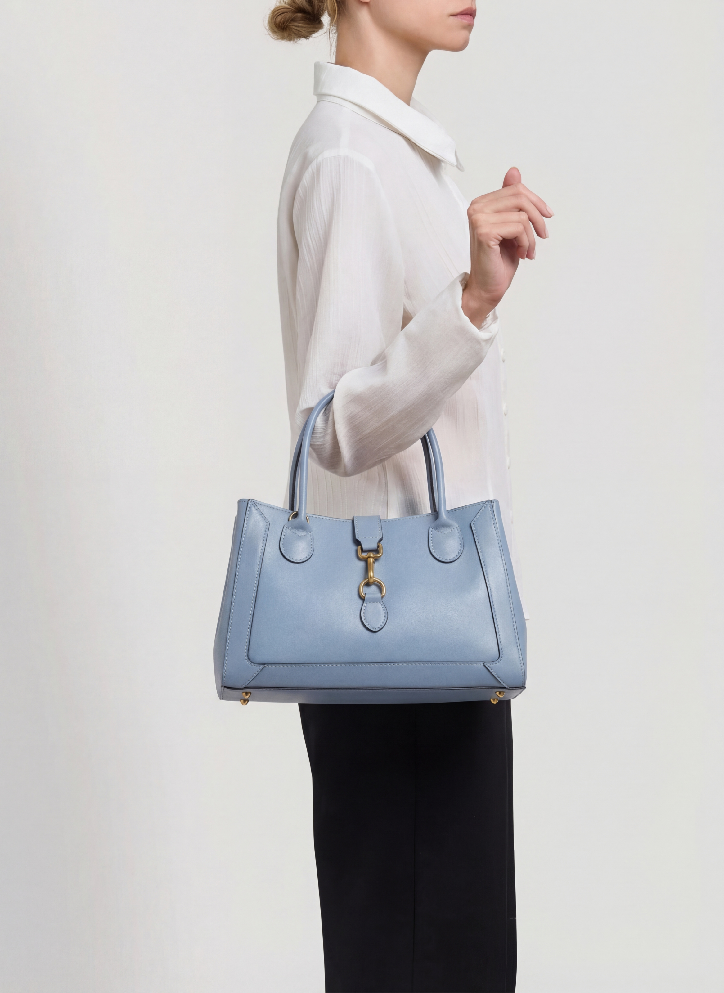 Chloe Media-taske i poleret læder – denim