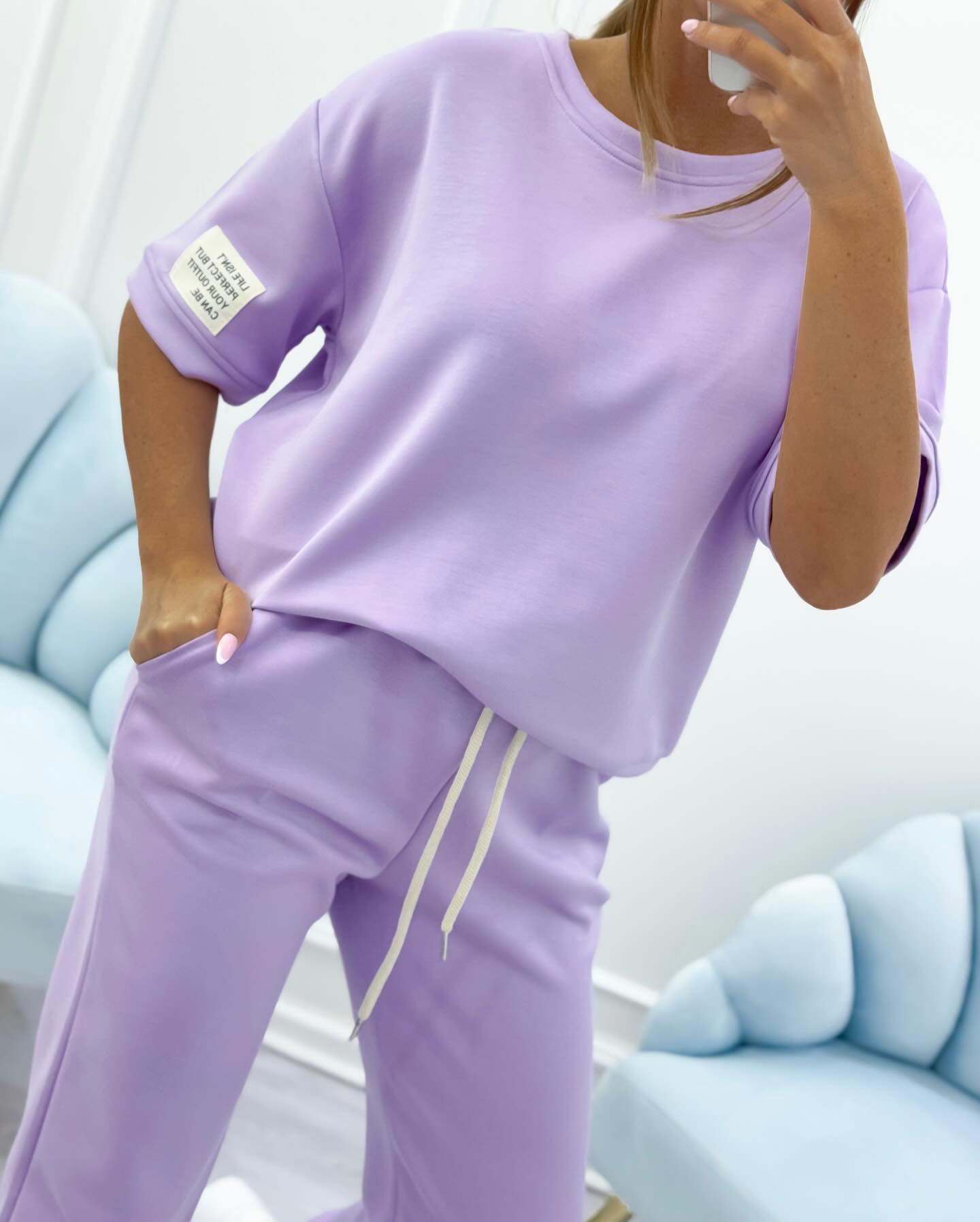 Astrid elegant casual 2-delt sæt med top og bukser