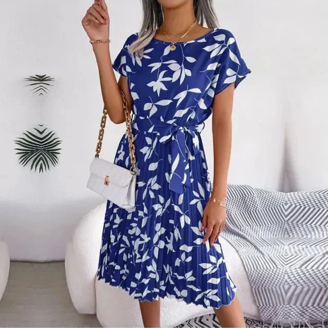 Marilyn | Blomstret plisseret midikjole