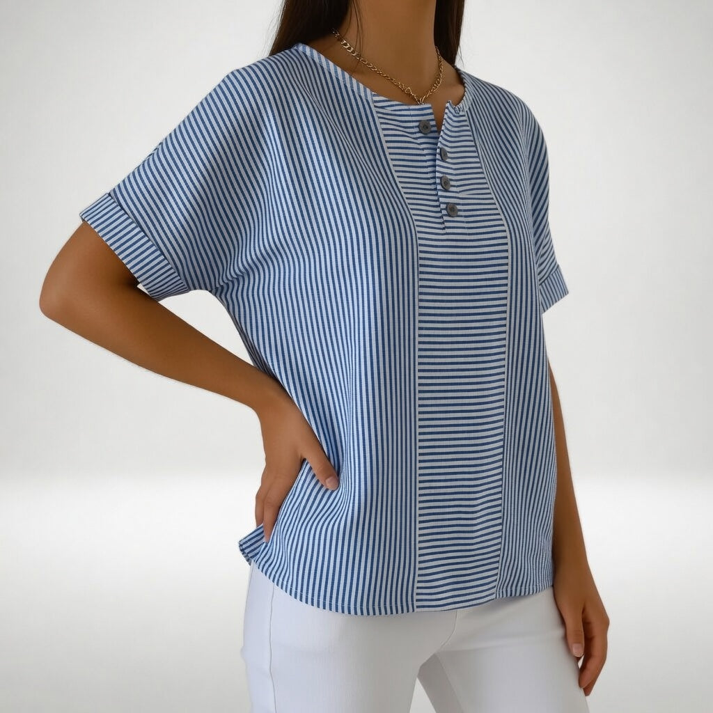 Sorène 100% hørbluse med bløde striber