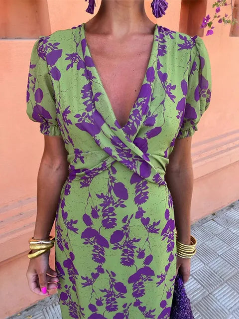 Lieke™ - Farverig sommerkjole med print