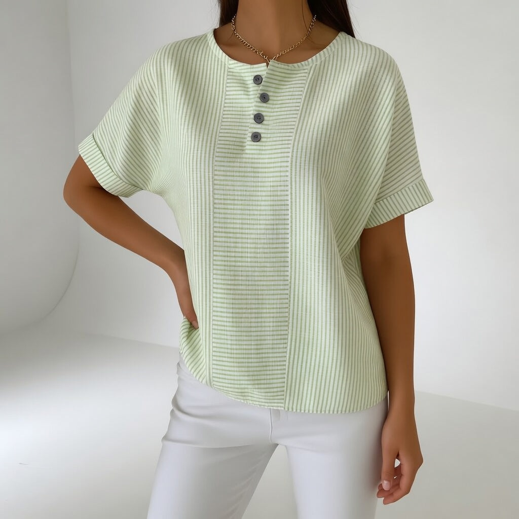 Sorène 100% hørbluse med bløde striber