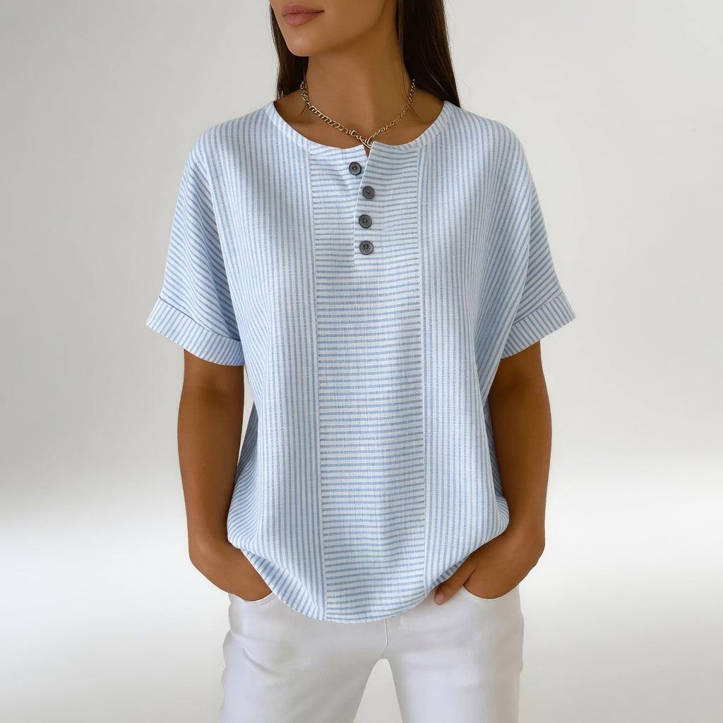 Sorène 100% hørbluse med bløde striber