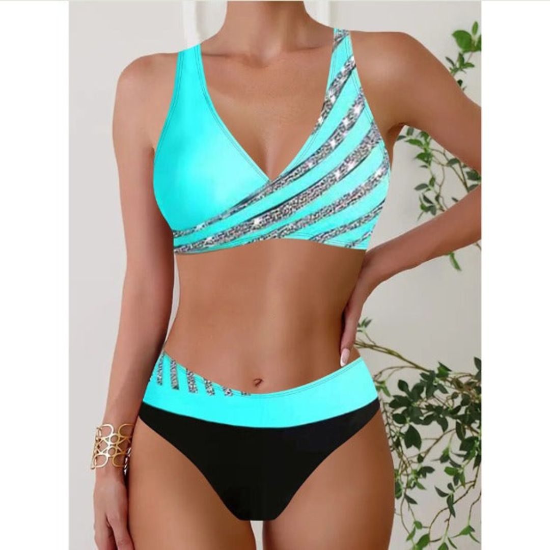 Zoë – Bikinitop i halterneck-stil med print