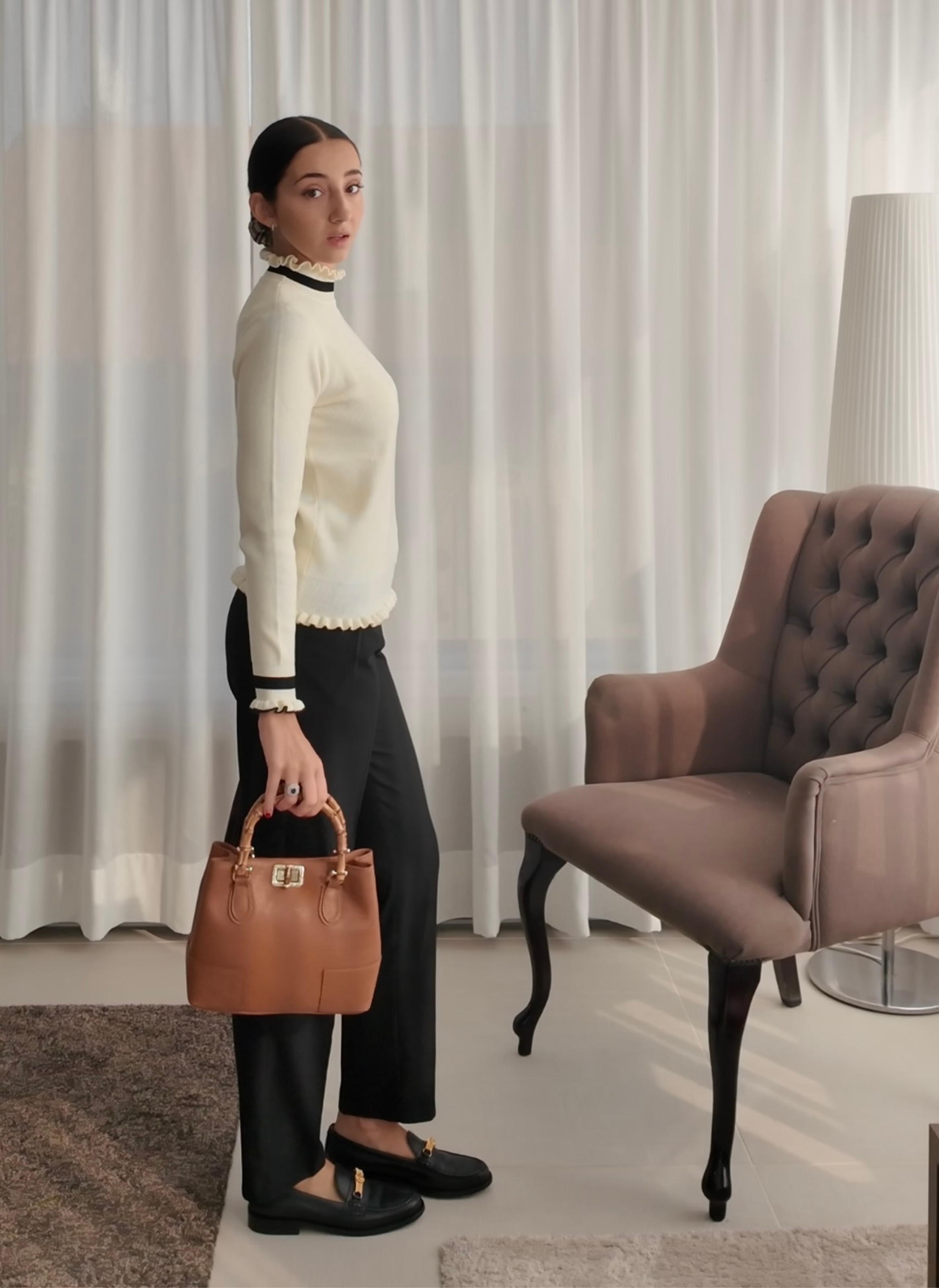 Bamboo Babe Media-taske i Dollaro-kalveskind – cognac