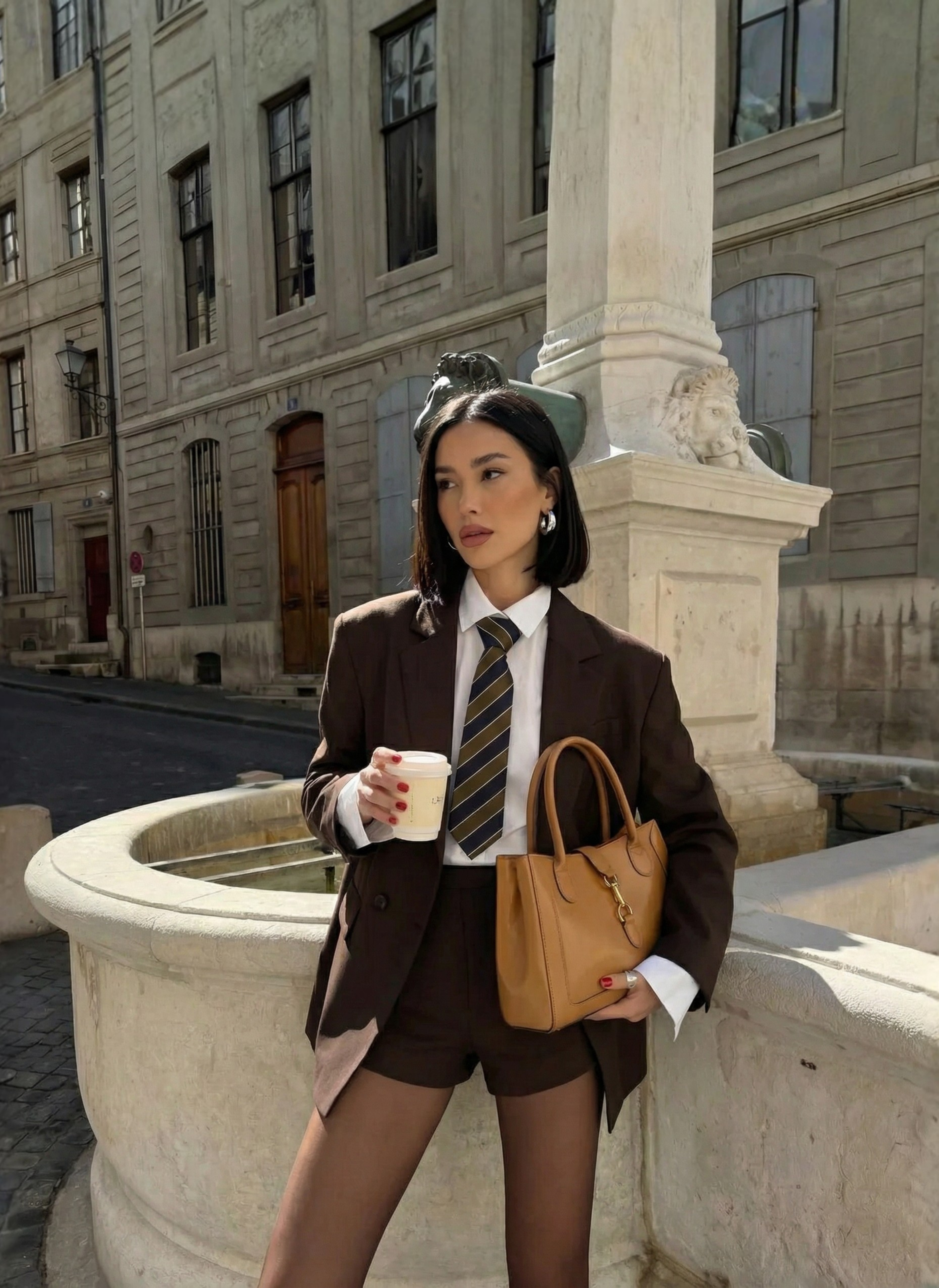 Chloe Media-taske i poleret læder – cognac