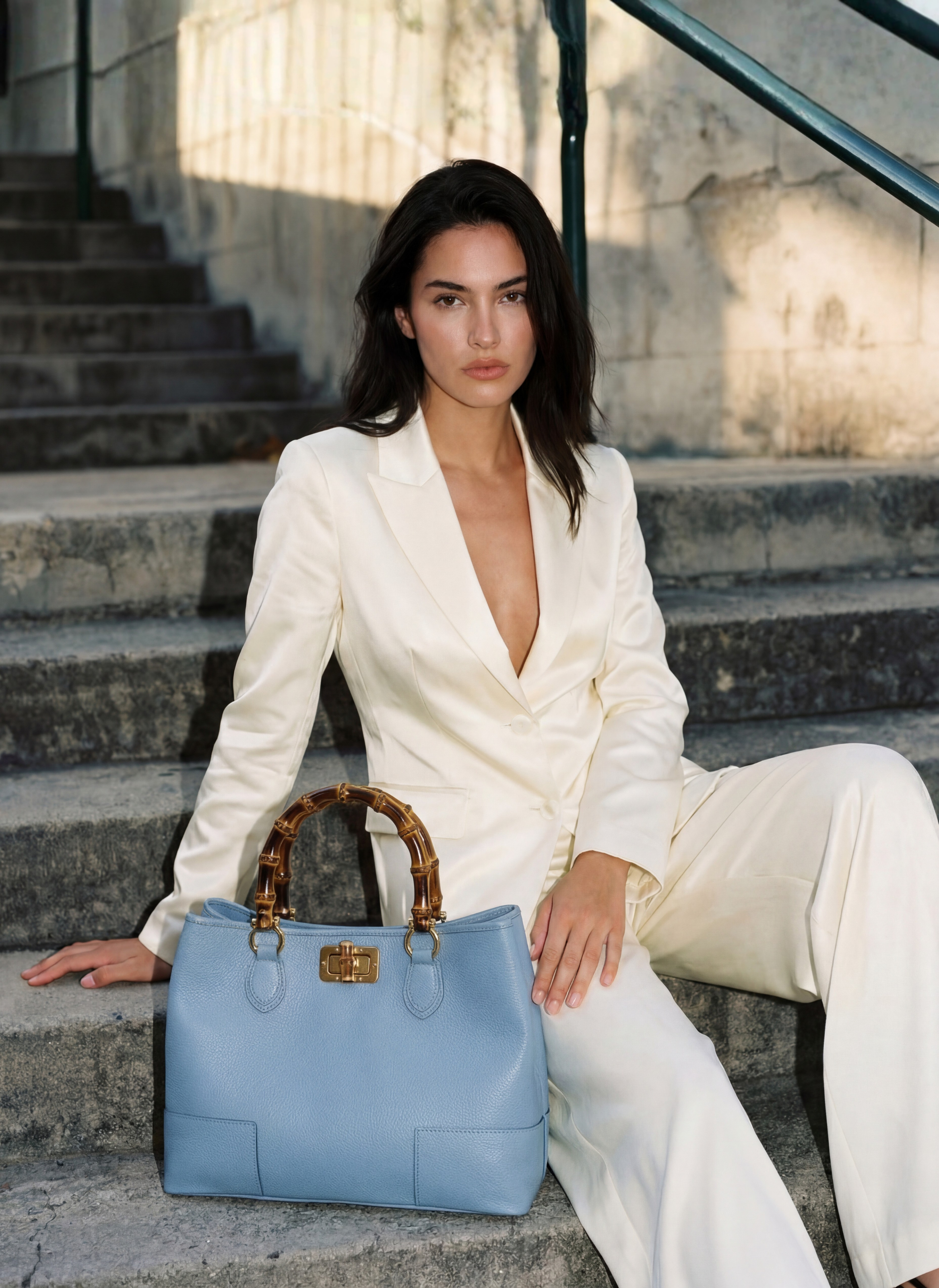 Bamboo Babe-taske i Dollaro-kalveskind – denim